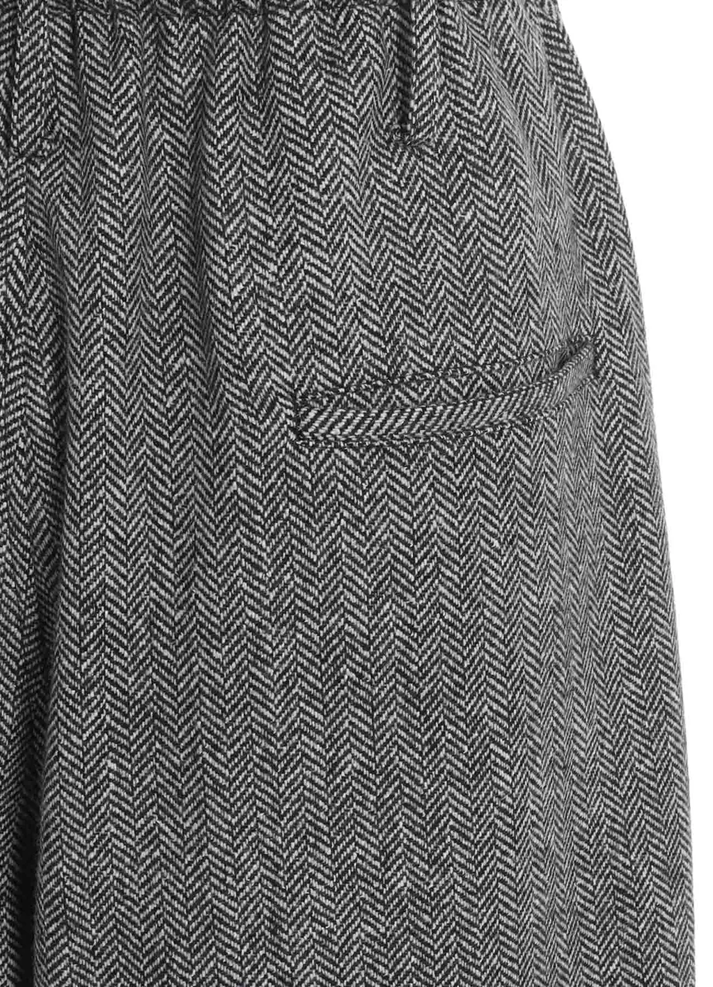 Herringbone Tweed Waist-String Wide Pants