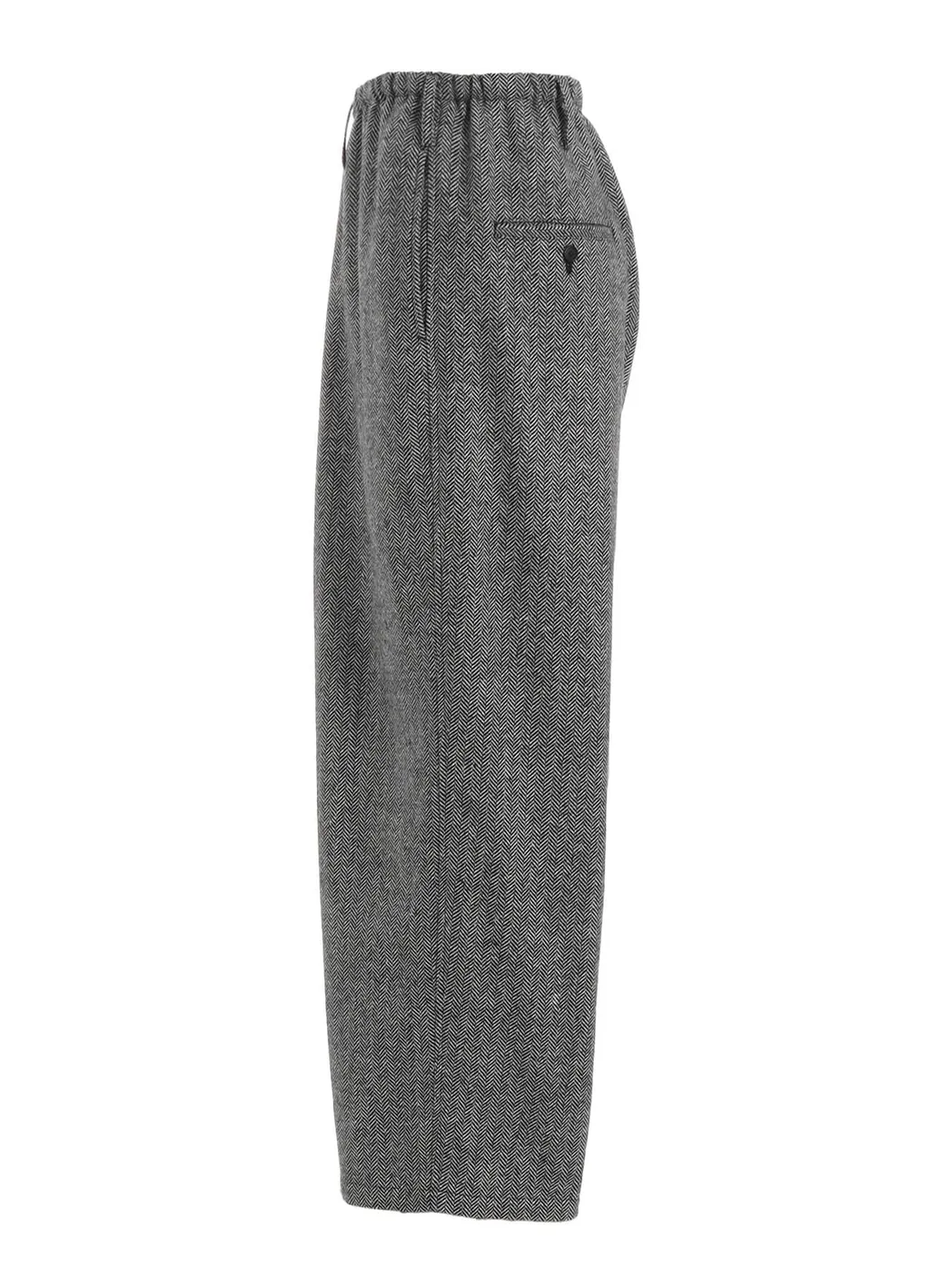Herringbone Tweed Waist-String Wide Pants