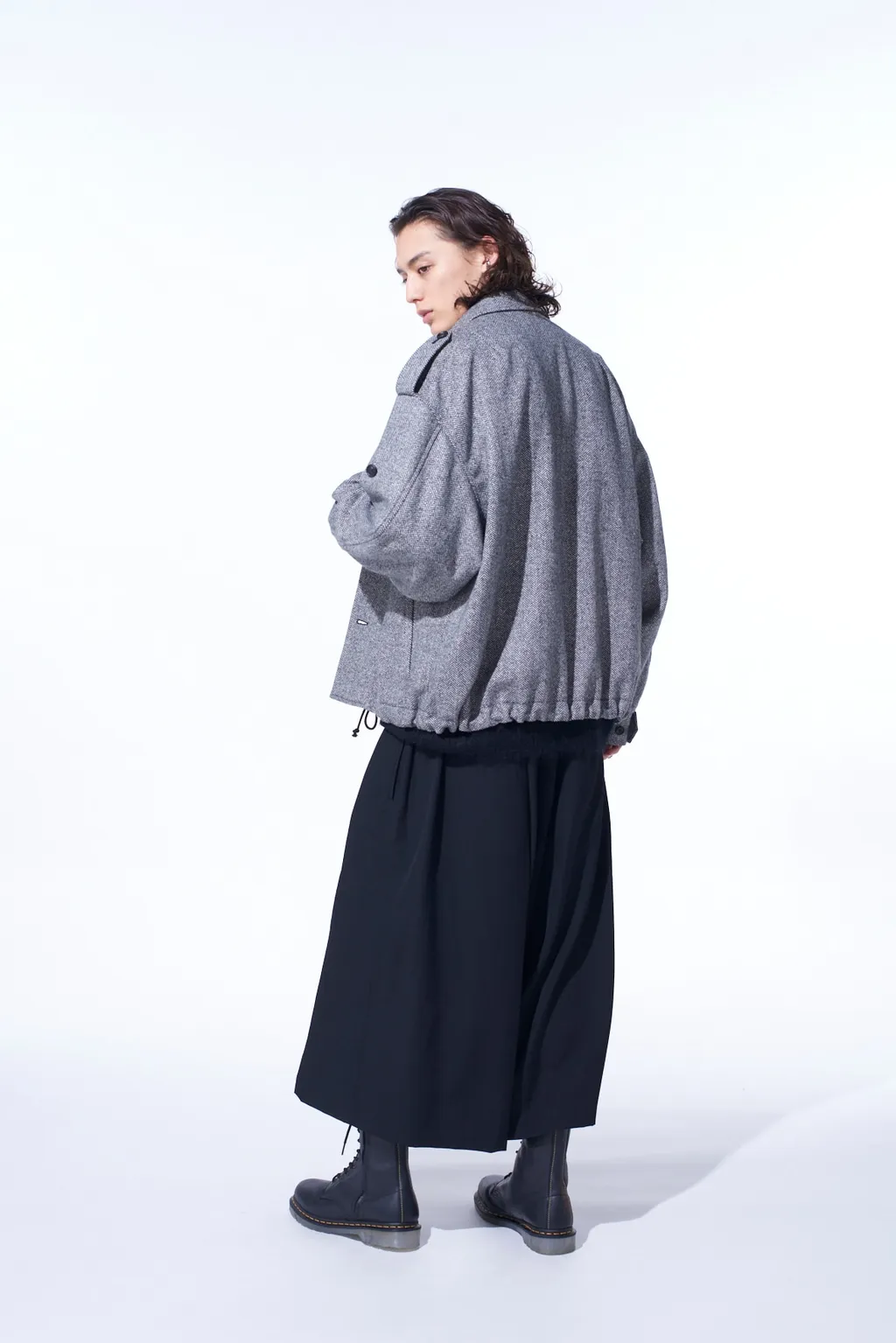 Herringbone Tweed Epaulette Oversized Blouson