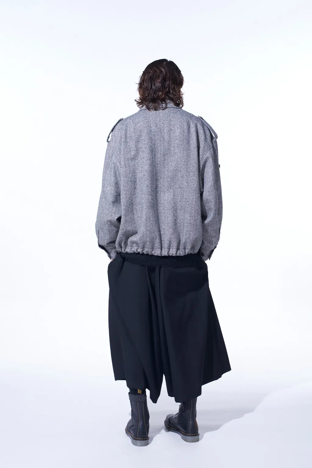 Herringbone Tweed Epaulette Oversized Blouson