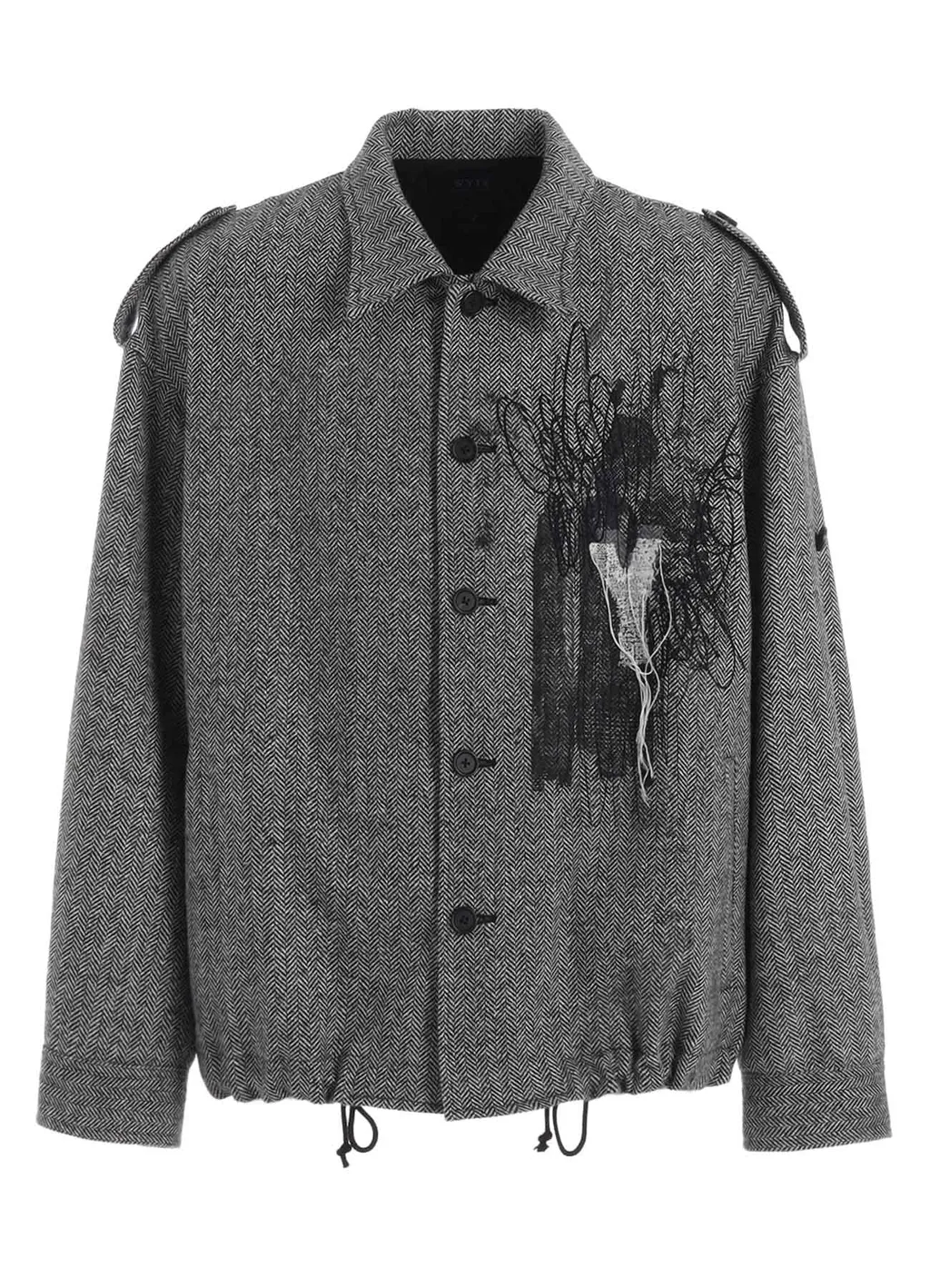Herringbone Tweed Epaulette Oversized Blouson