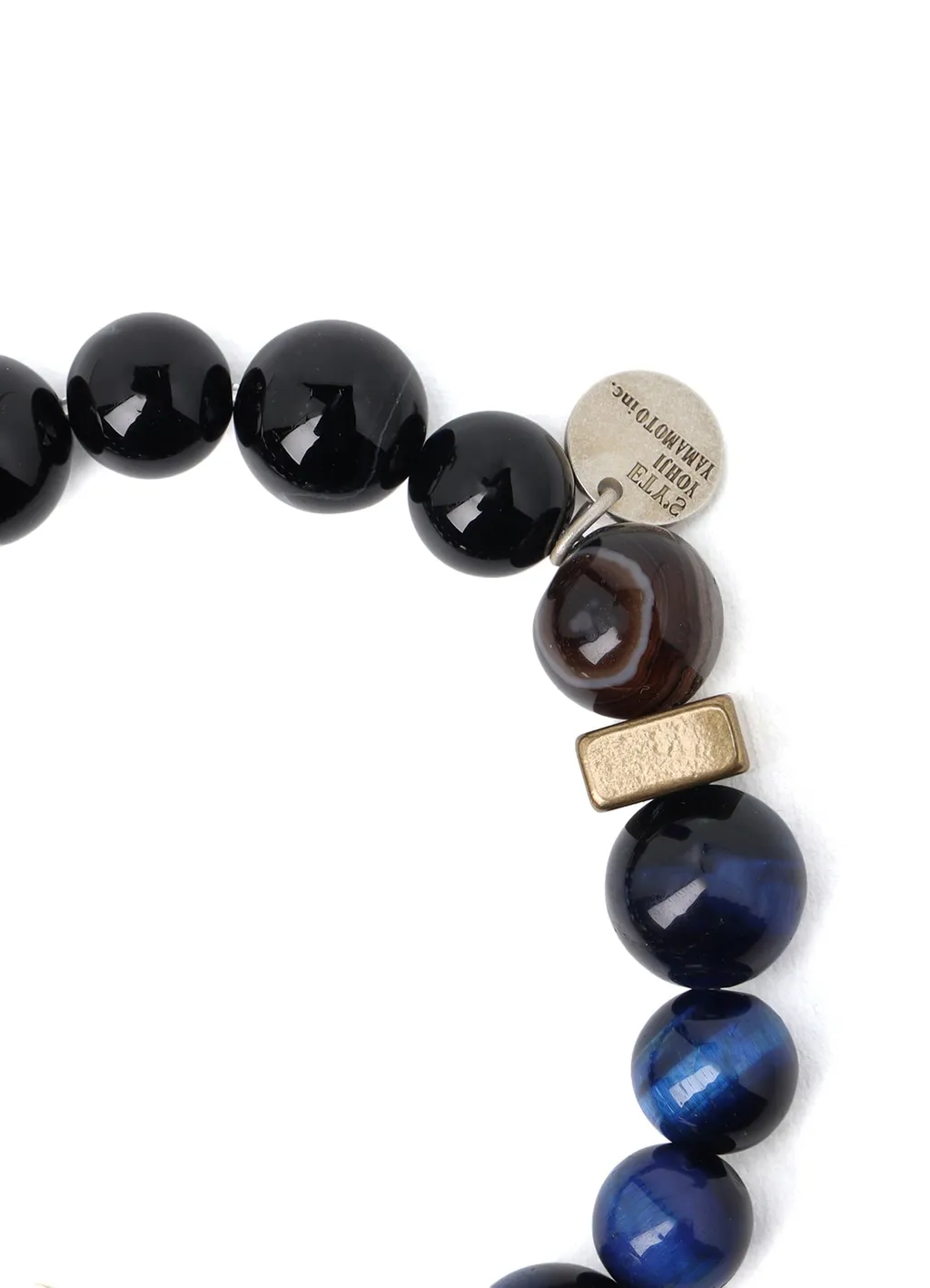 Blue Tiger's Eye+Smoky Quartz Brass Bracelet