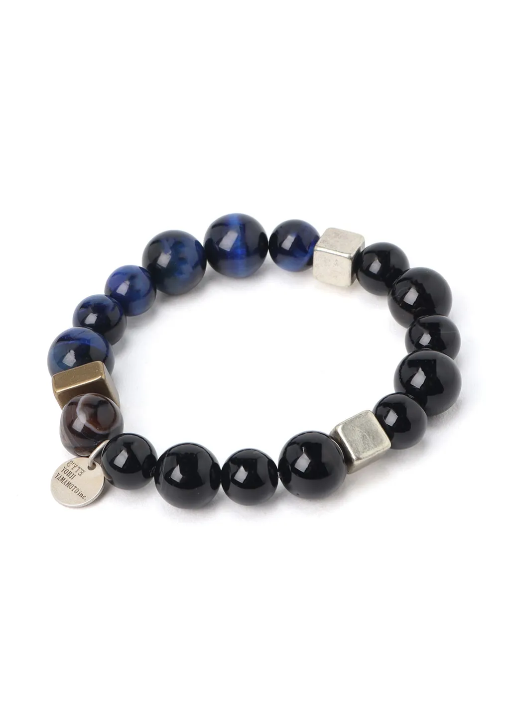 Blue Tiger's Eye+Smoky Quartz Brass Bracelet
