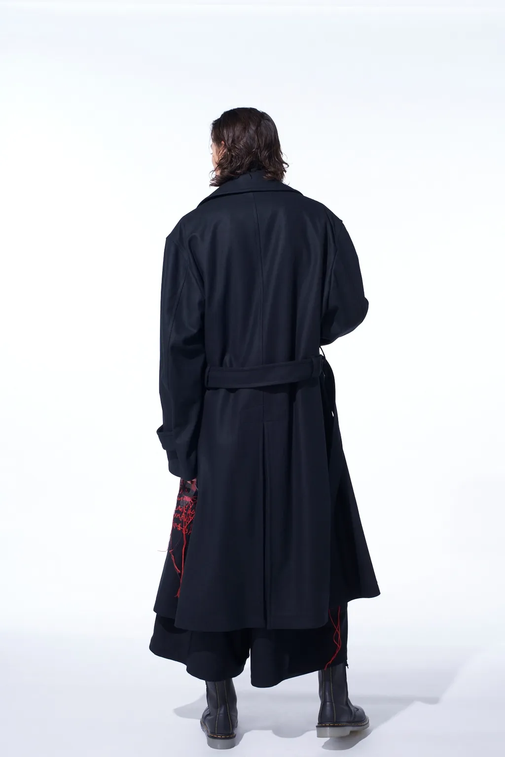 Lamb Wool Printed Messege Embroidery Trench Coat