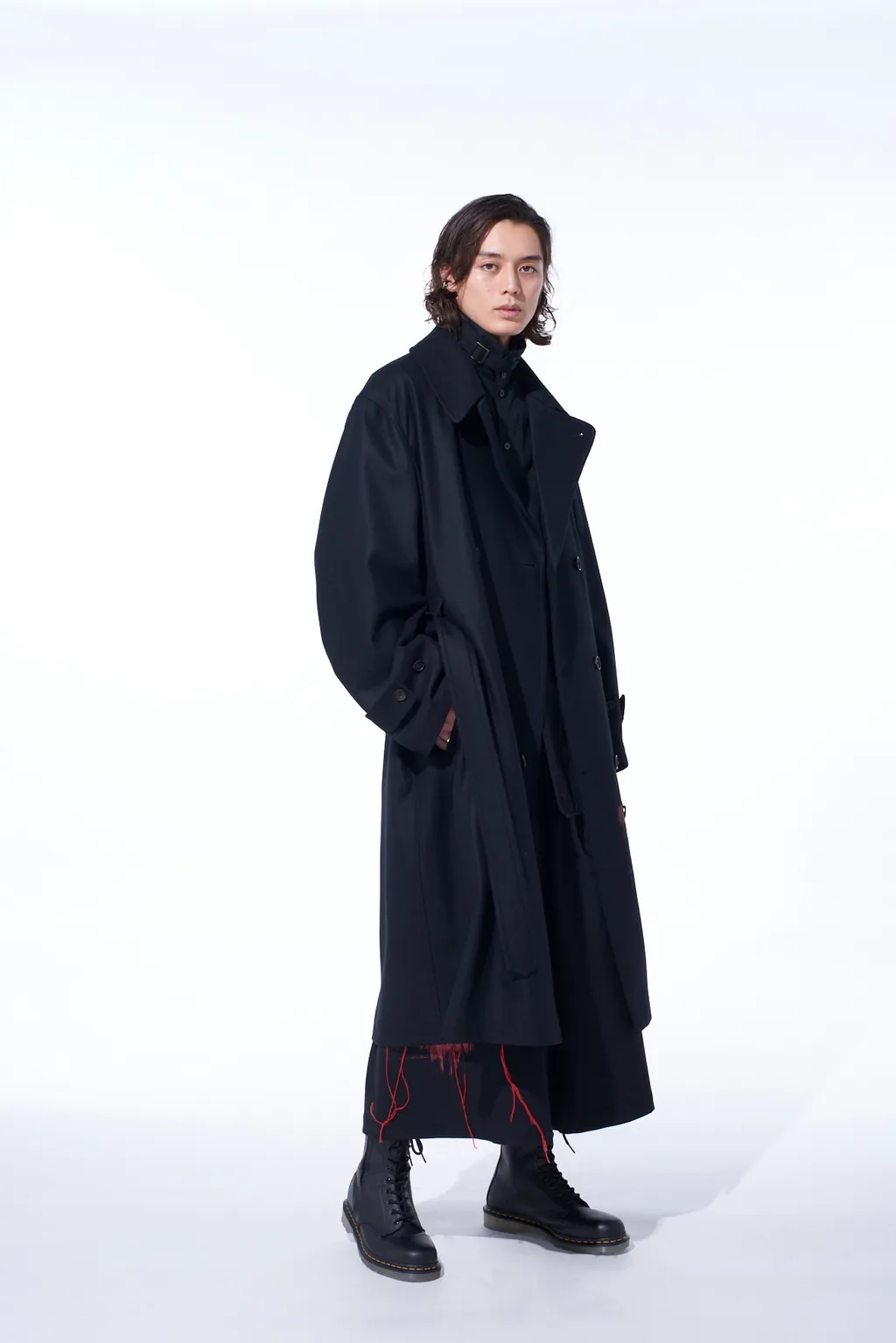 Lamb Wool Printed Messege Embroidery Trench Coat