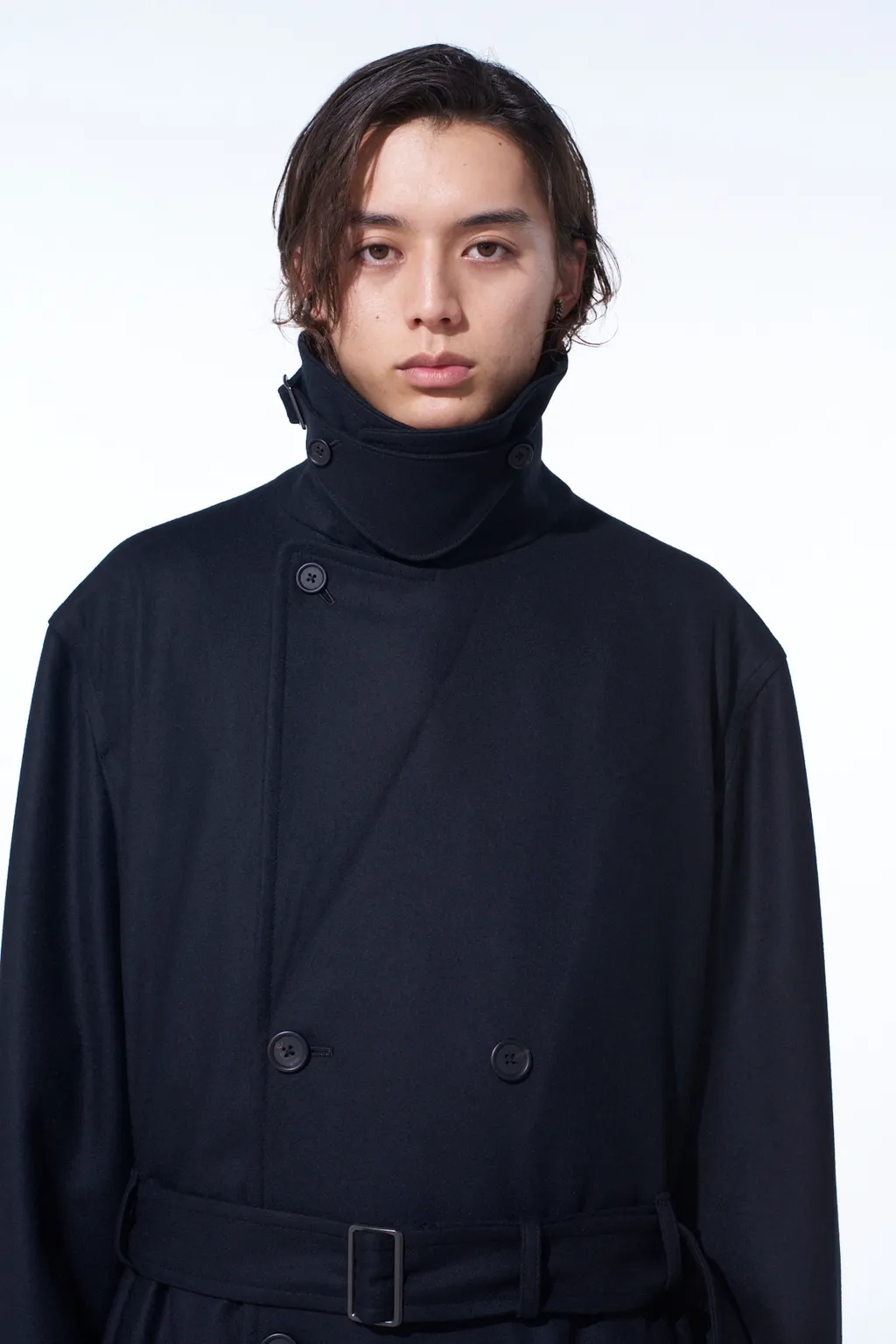 Lamb Wool Printed Messege Embroidery Trench Coat