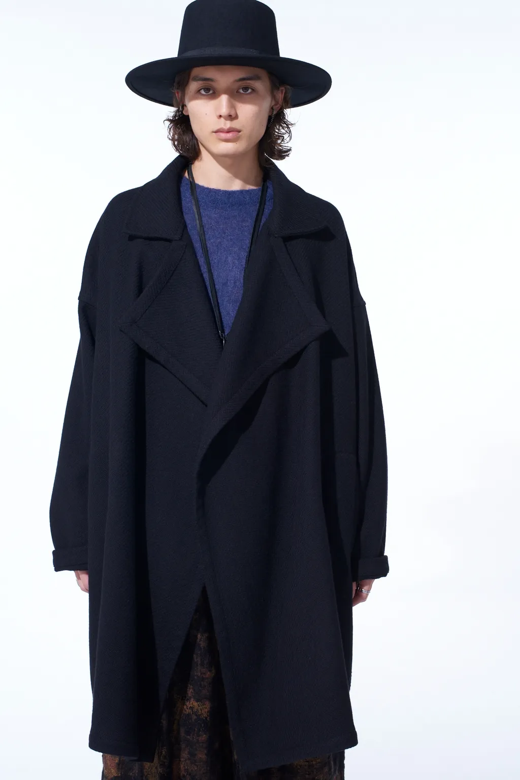 4/24 Kersey Frame Double Collar Drape Coat