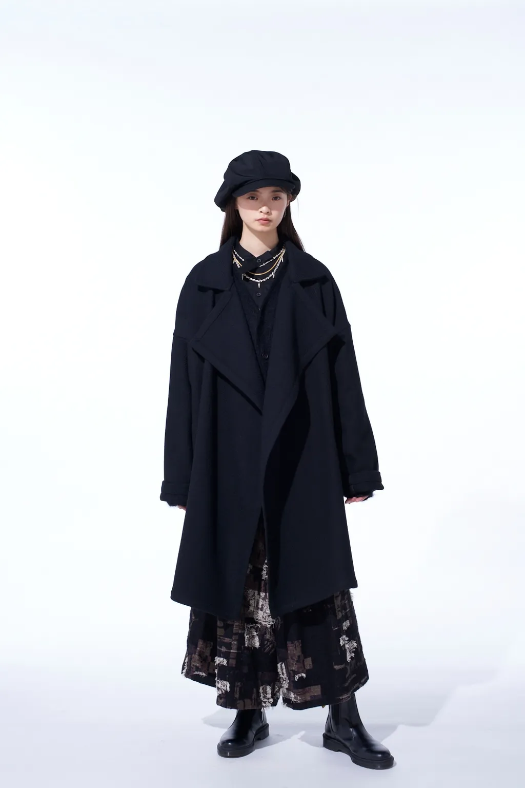 4/24 Kersey Frame Double Collar Drape Coat