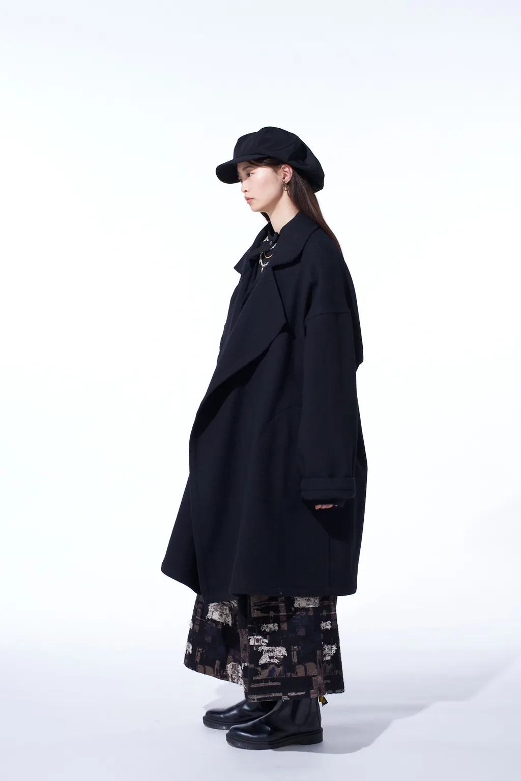 4/24 Kersey Frame Double Collar Drape Coat