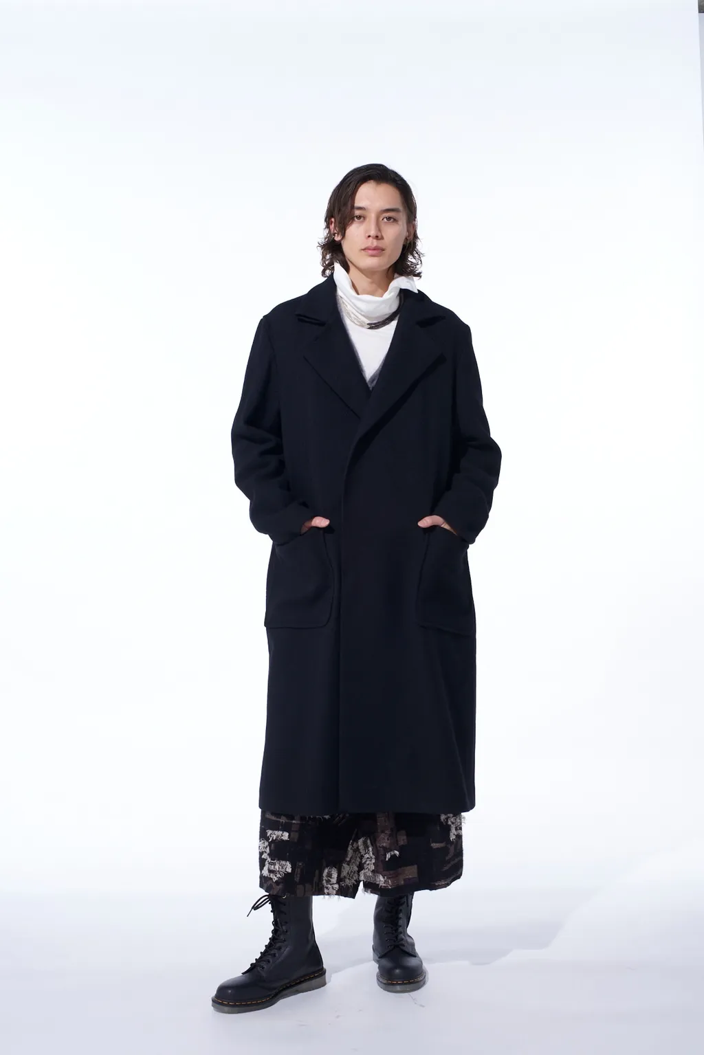 4/24 Kersey Tube Lapel Double Long Coat