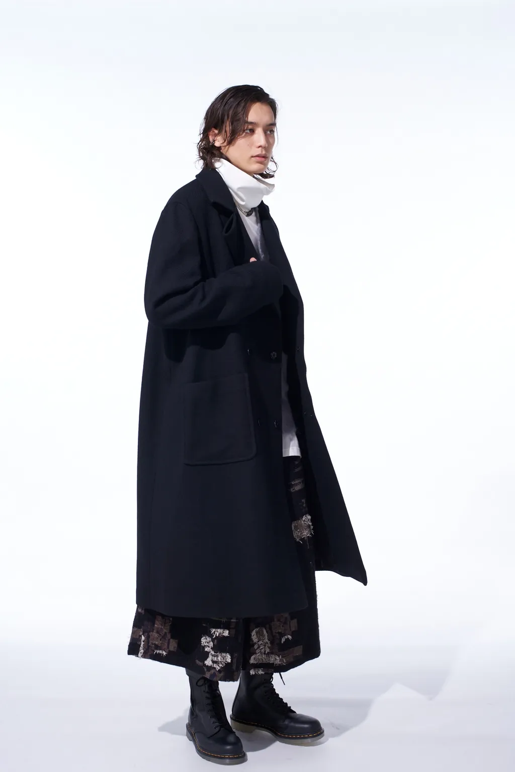 4/24 Kersey Tube Lapel Double Long Coat