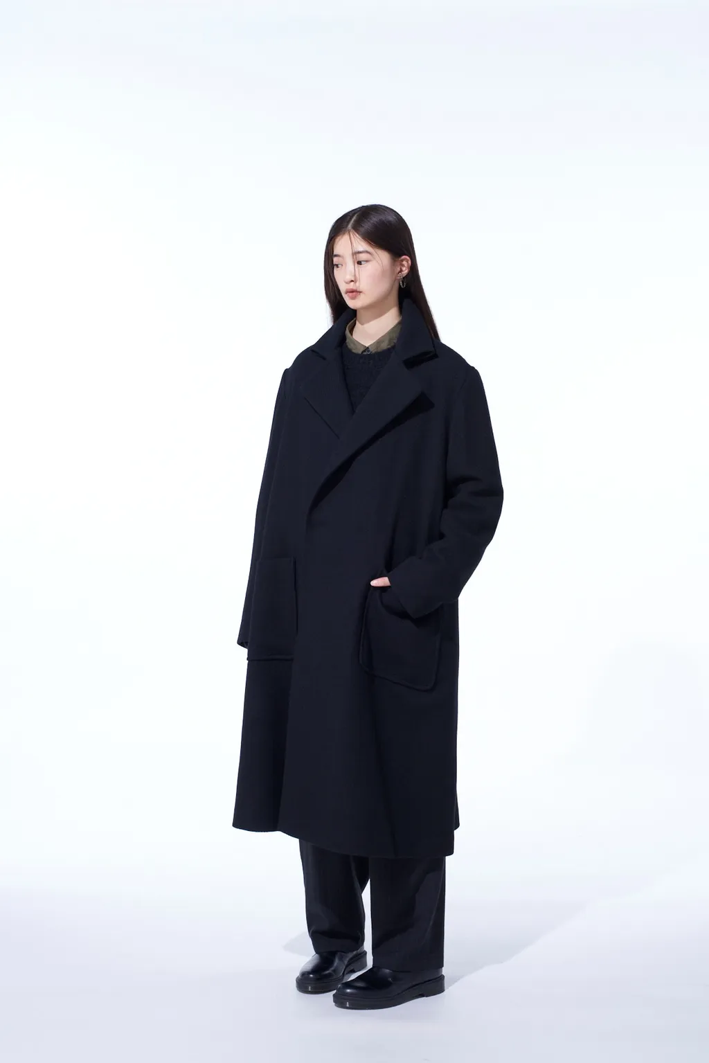 4/24 Kersey Tube Lapel Double Long Coat
