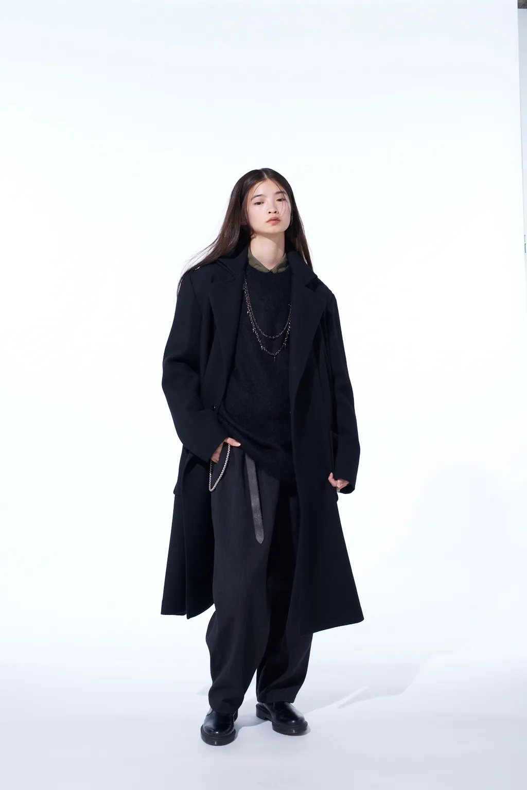 4/24 Kersey Tube Lapel Double Long Coat