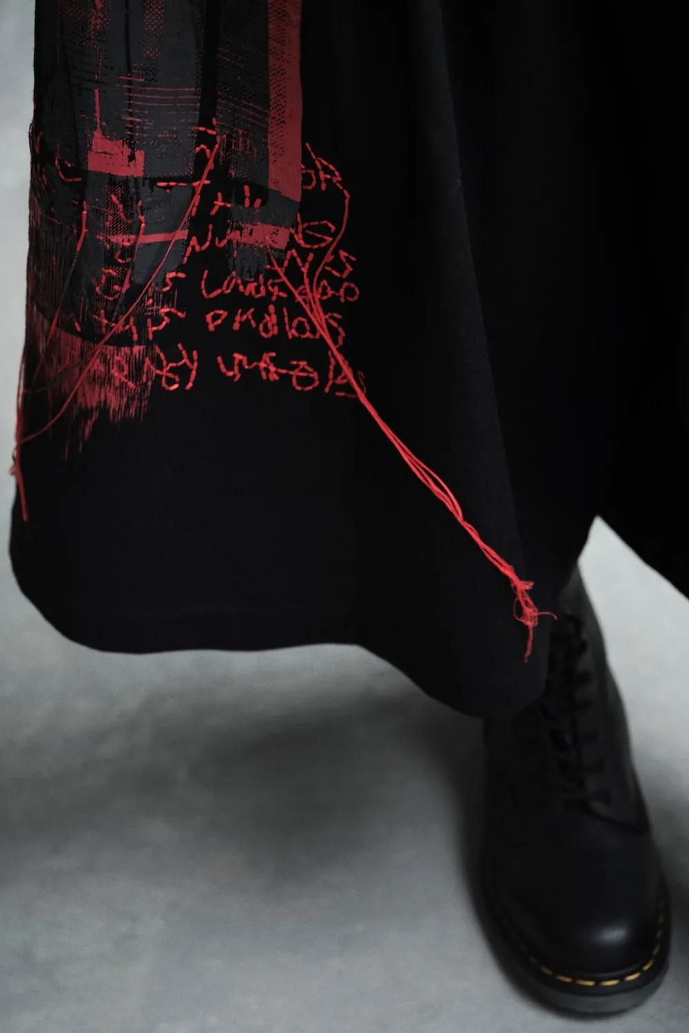 Lamb Wool Printed Messege Embroidery Culotte Pants