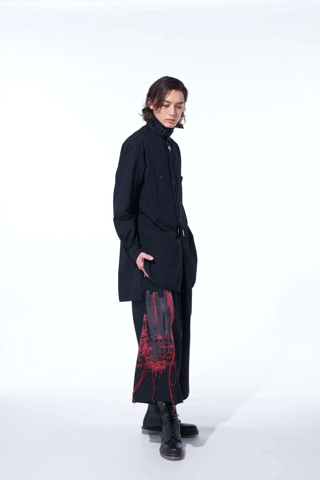 Lamb Wool Printed Messege Embroidery Culotte Pants