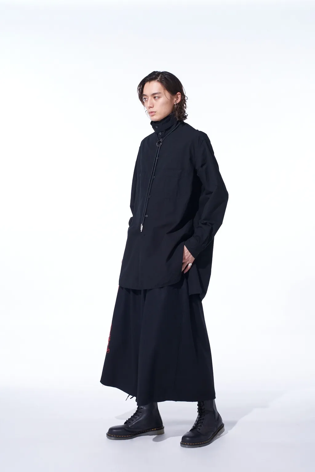 Lamb Wool Printed Messege Embroidery Culotte Pants
