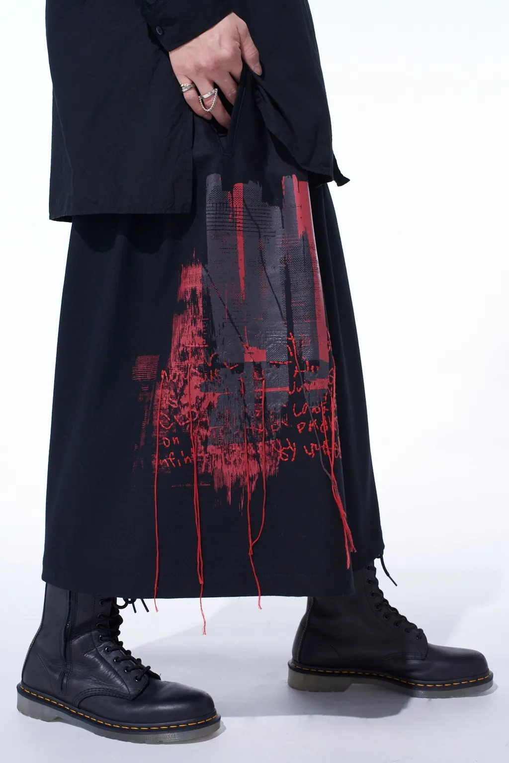 Lamb Wool Printed Messege Embroidery Culotte Pants