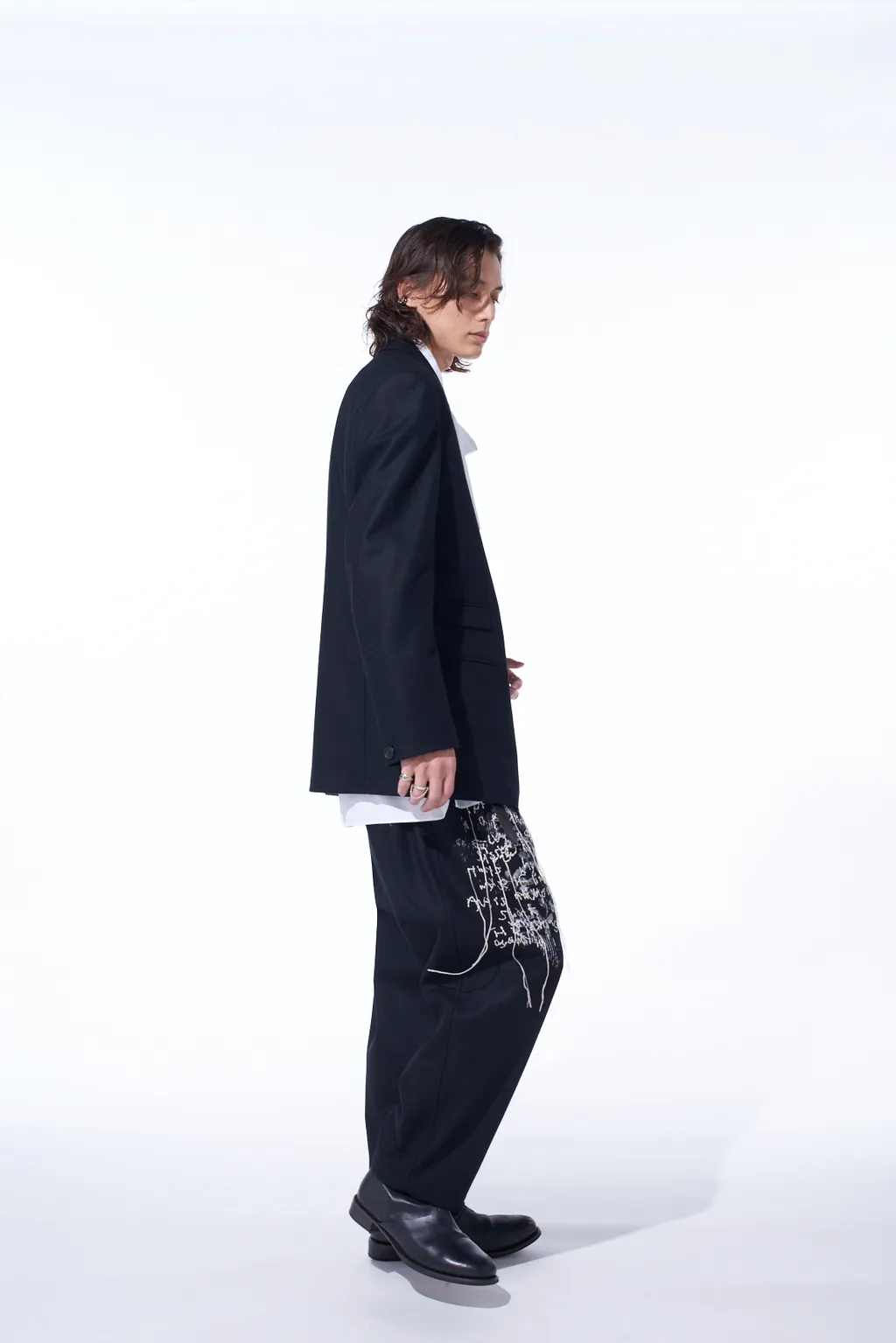 Lamb Wool Printed Messege Embroidery Tailored Jacket