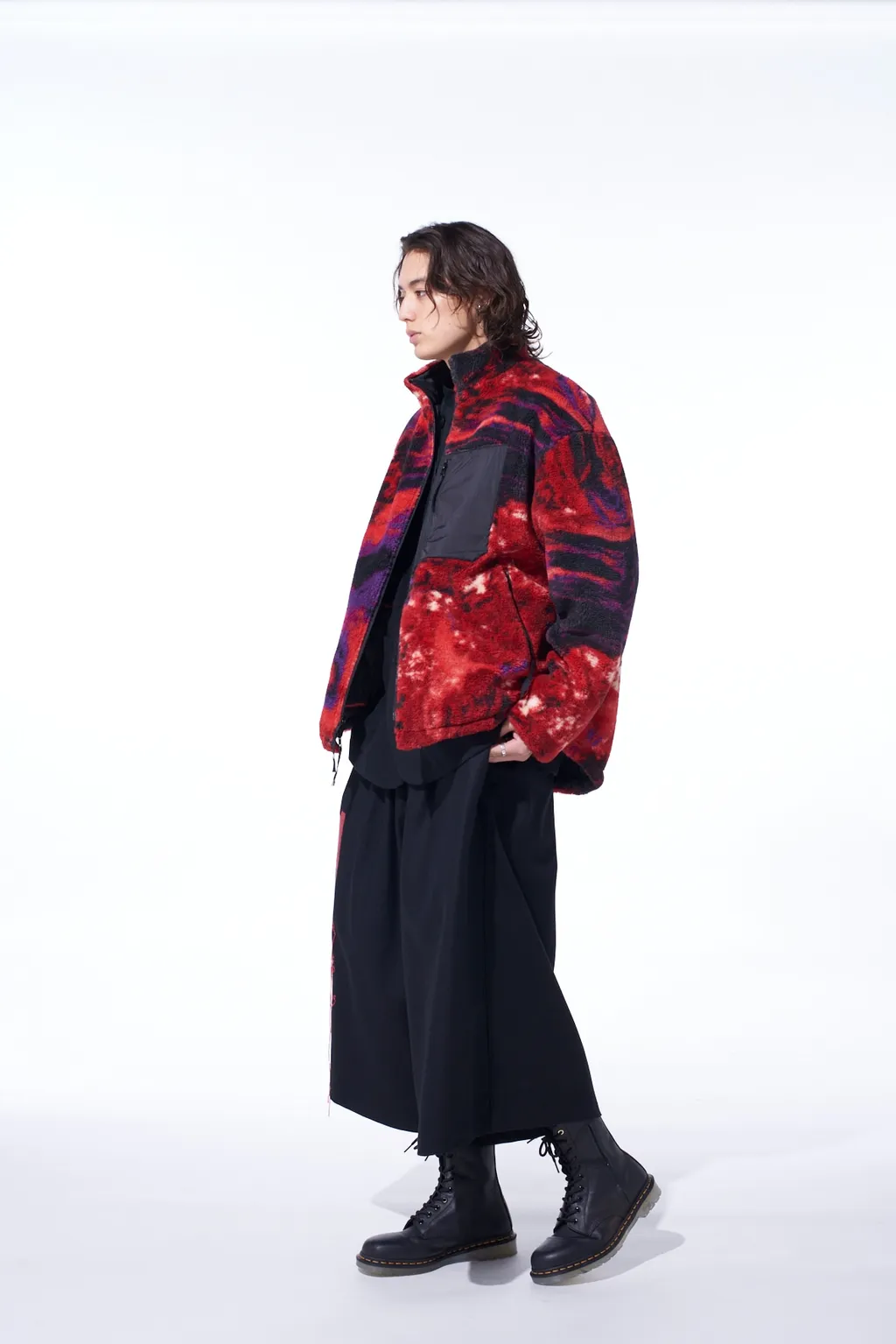 S'yte X Taion Reversible Quilted Red Printed Fleece Jacket