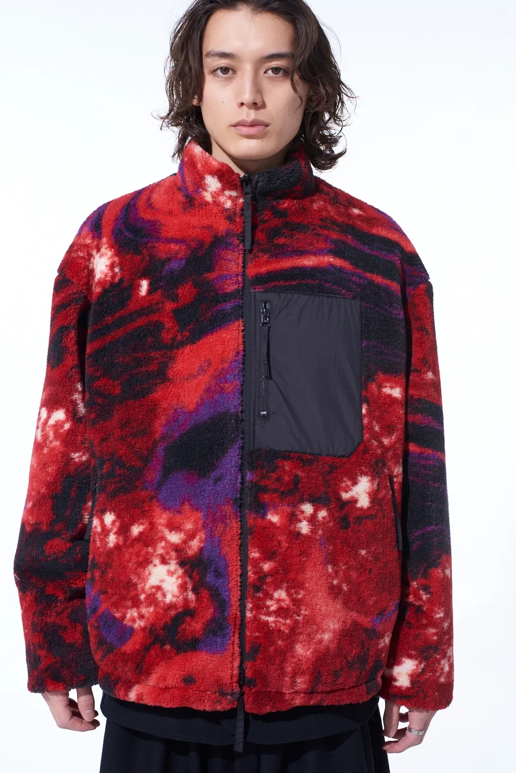 S'yte X Taion Reversible Quilted Red Printed Fleece Jacket