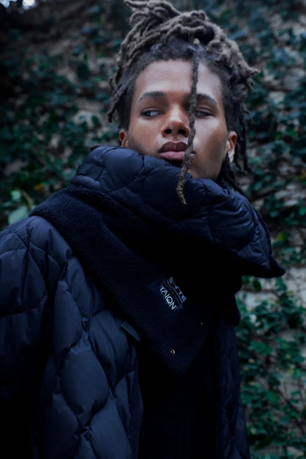 S'yte X Taion Reversible Quilted Down Scarf With Black Fleece Lining