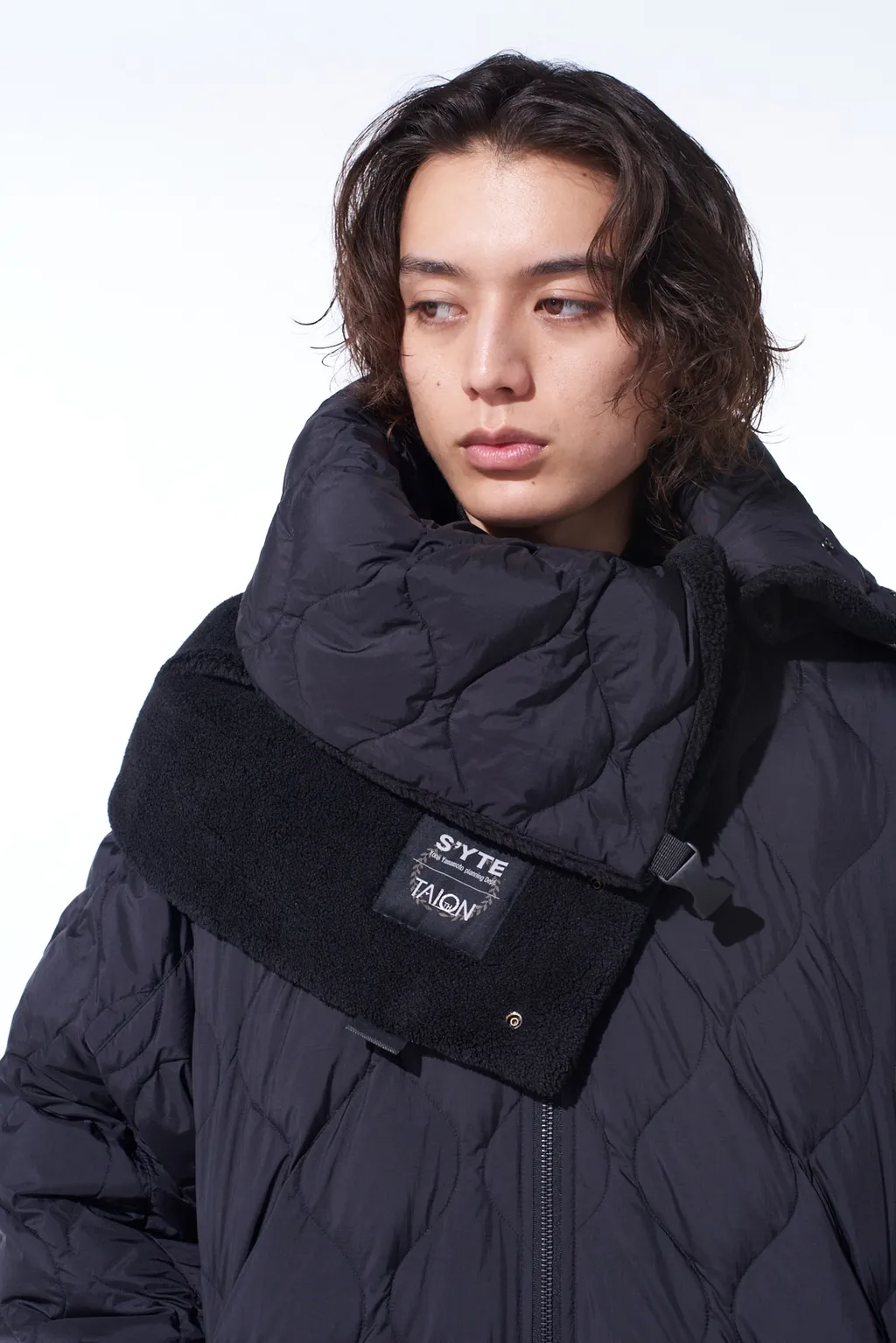 S'yte X Taion Reversible Quilted Down Scarf With Black Fleece Lining