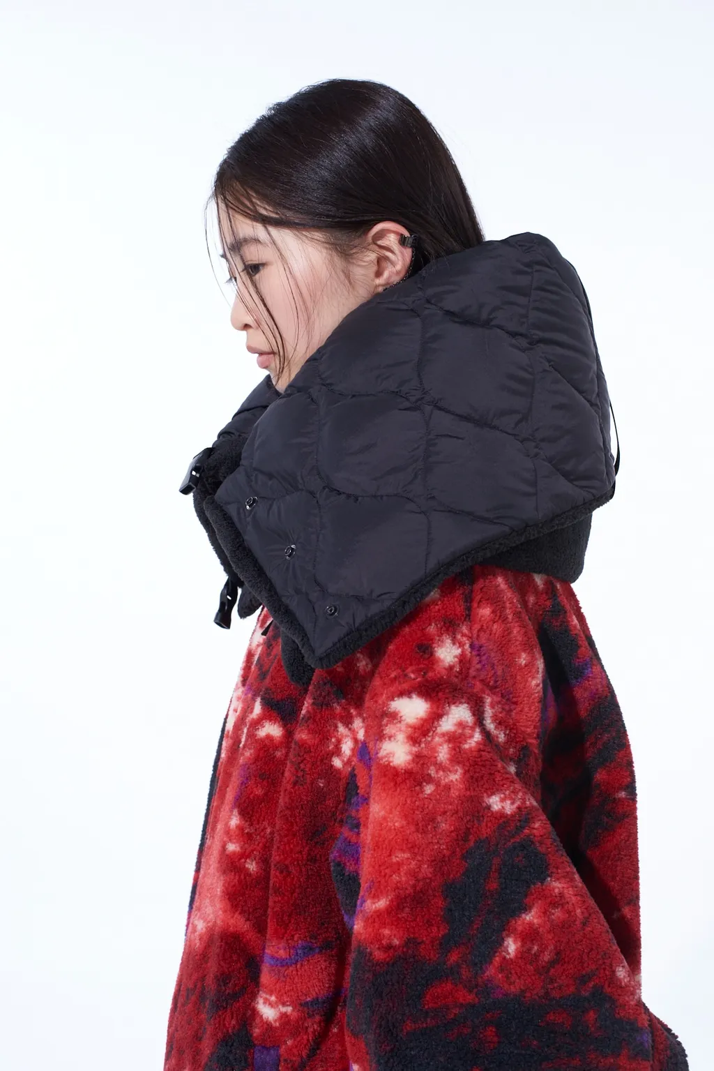 S'yte X Taion Reversible Quilted Down Scarf With Black Fleece Lining