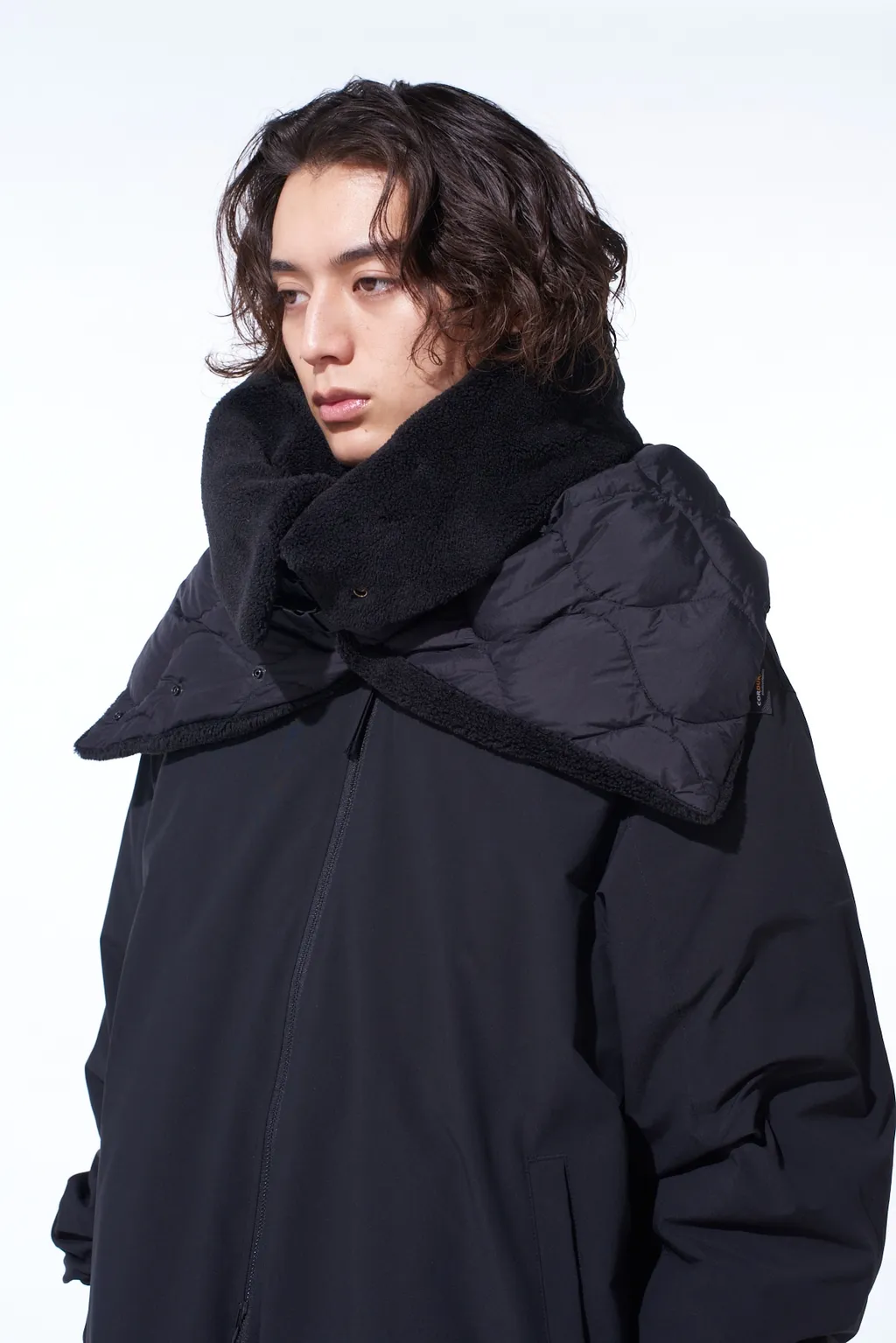 S'yte X Taion Reversible Quilted Down Scarf With Black Fleece Lining