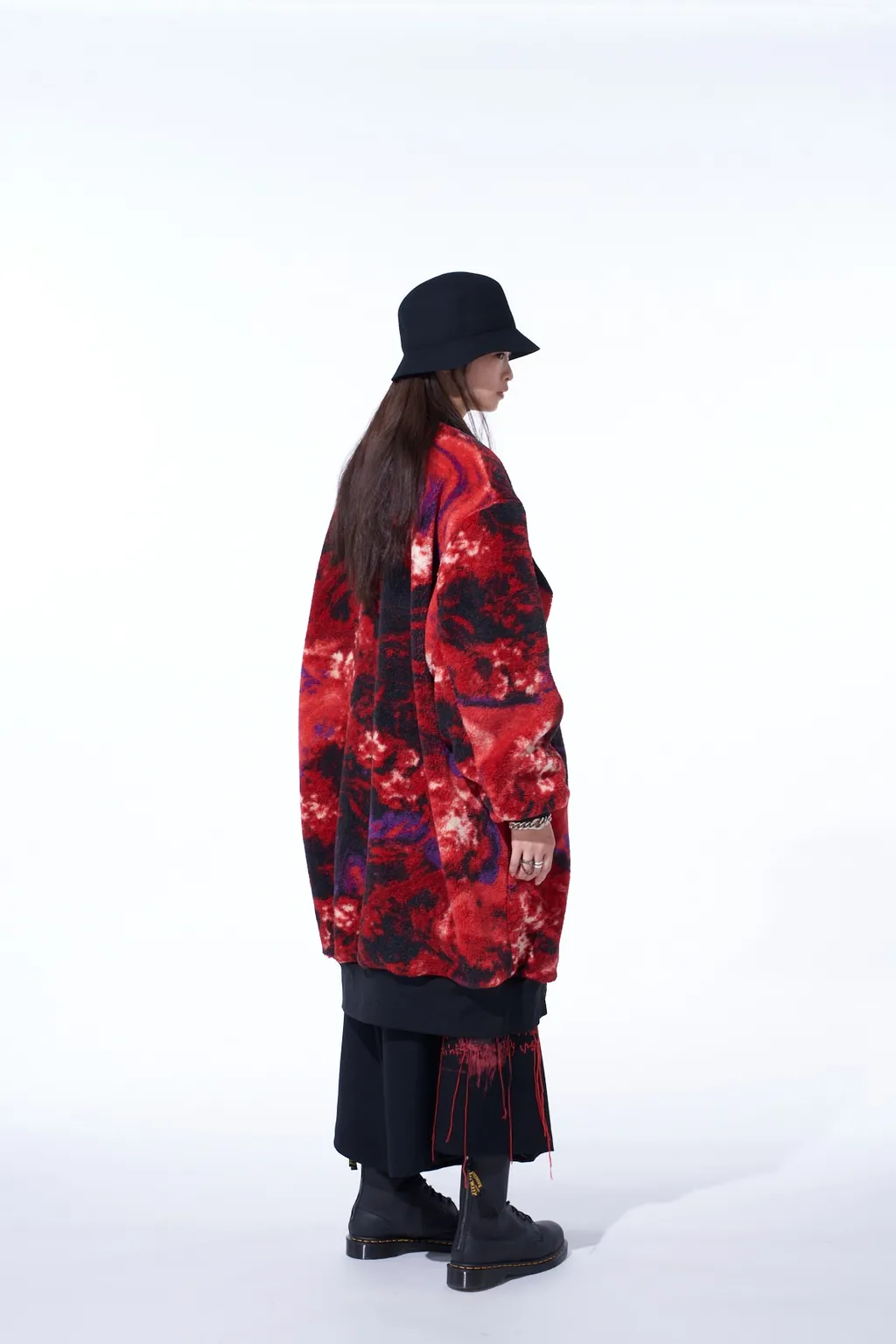 S'yte X Taion Reversible Long Bomber Jacket With Red Printed Fleece Lining