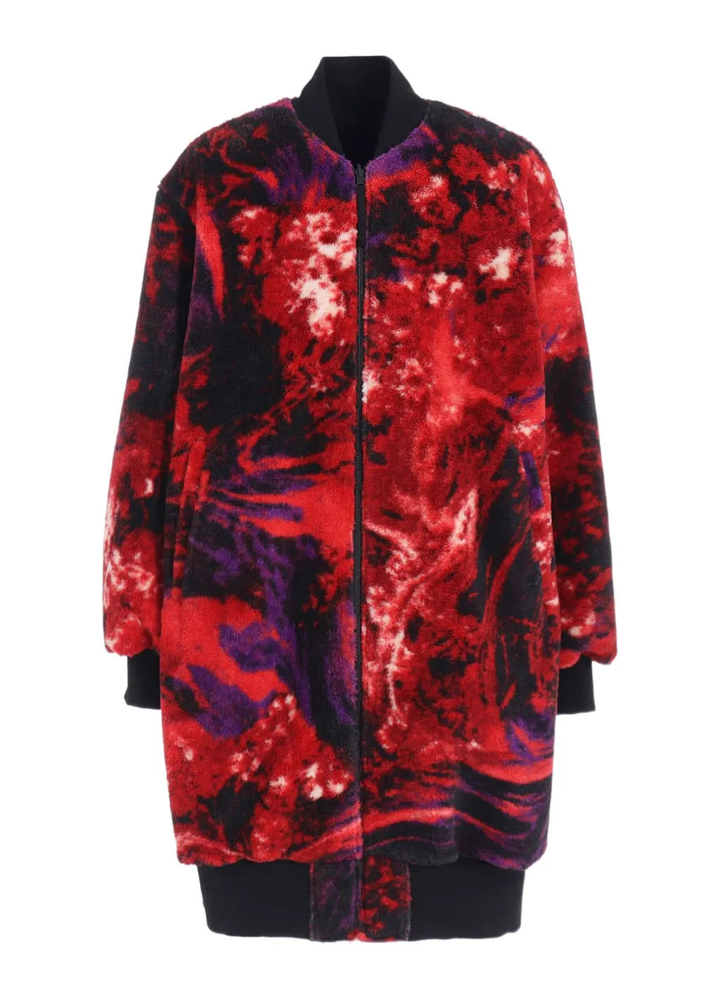 S'yte X Taion Reversible Long Bomber Jacket With Red Printed Fleece Lining