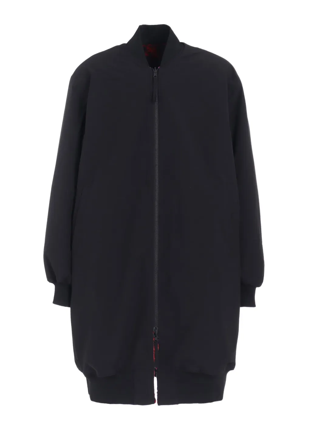 S'yte X Taion Reversible Long Bomber Jacket With Red Printed Fleece Lining