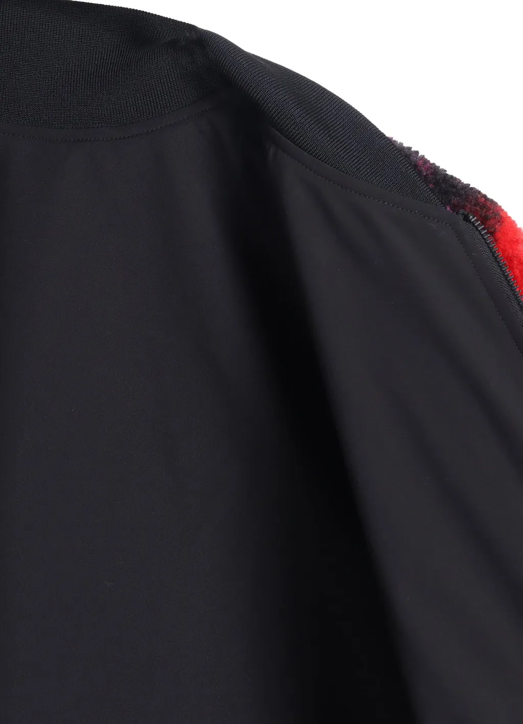 S'yte X Taion Reversible Long Bomber Jacket With Red Printed Fleece Lining