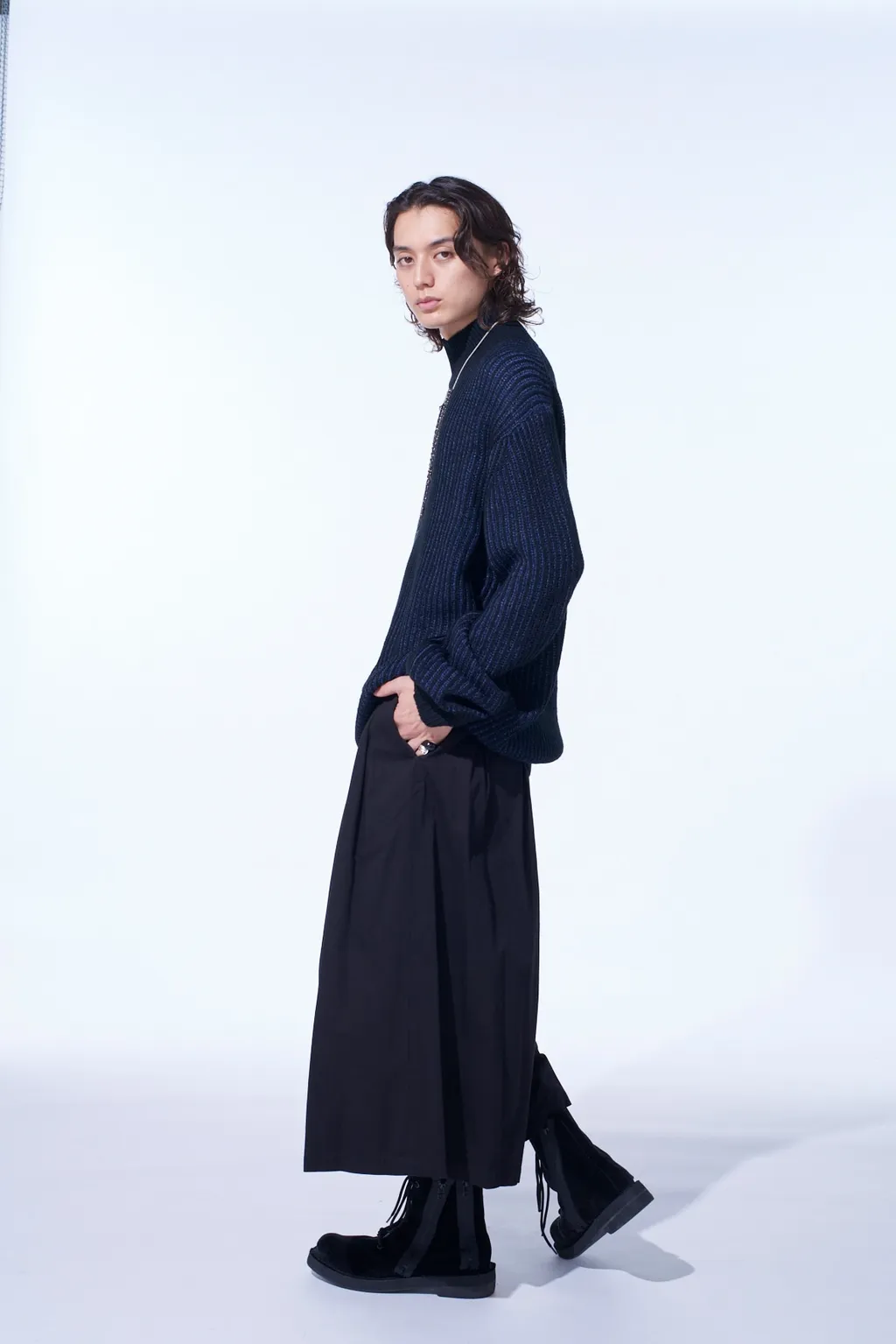 5G Bulky Wool Rib Stitch Oversized High Neck Knit