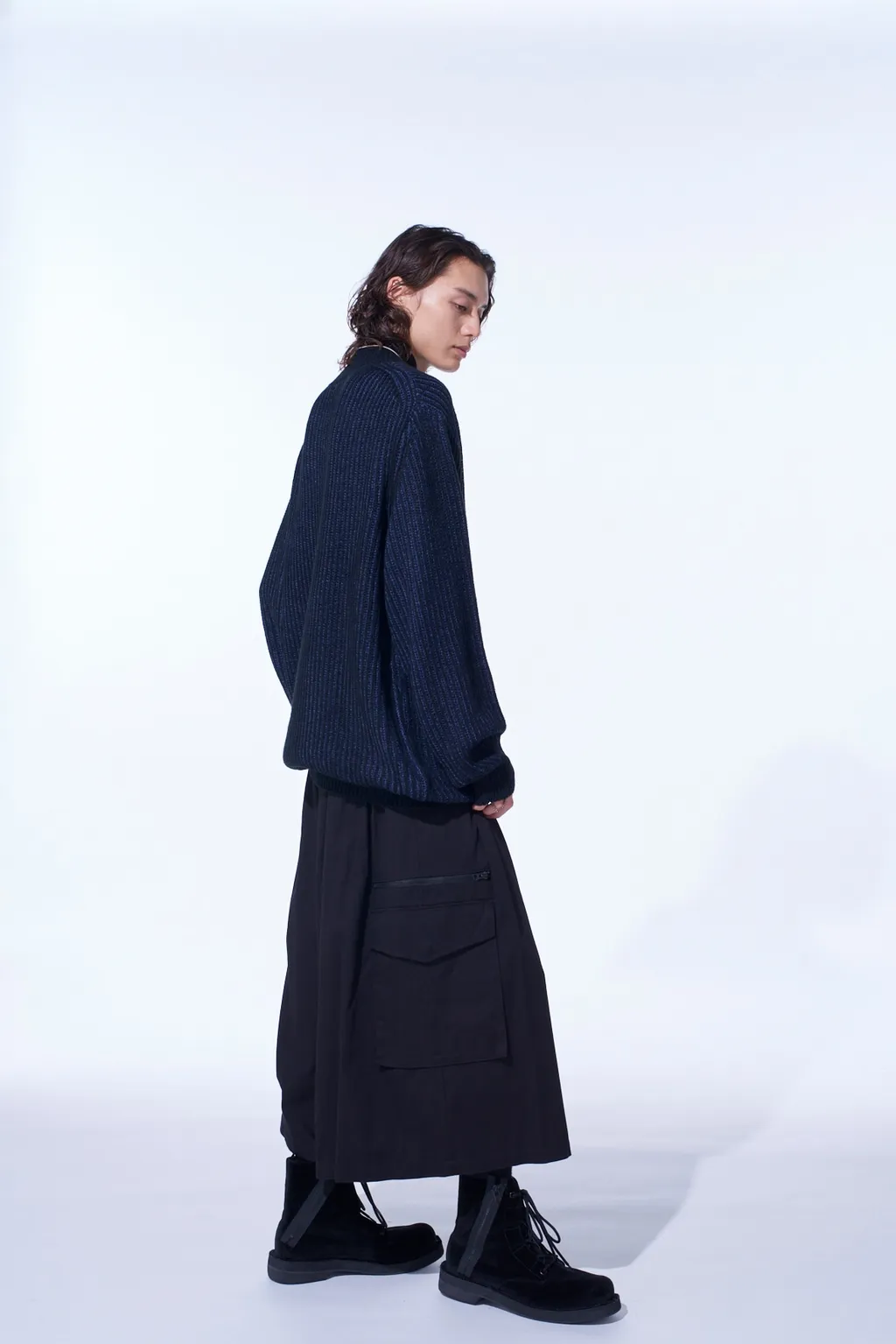 5G Bulky Wool Rib Stitch Oversized High Neck Knit