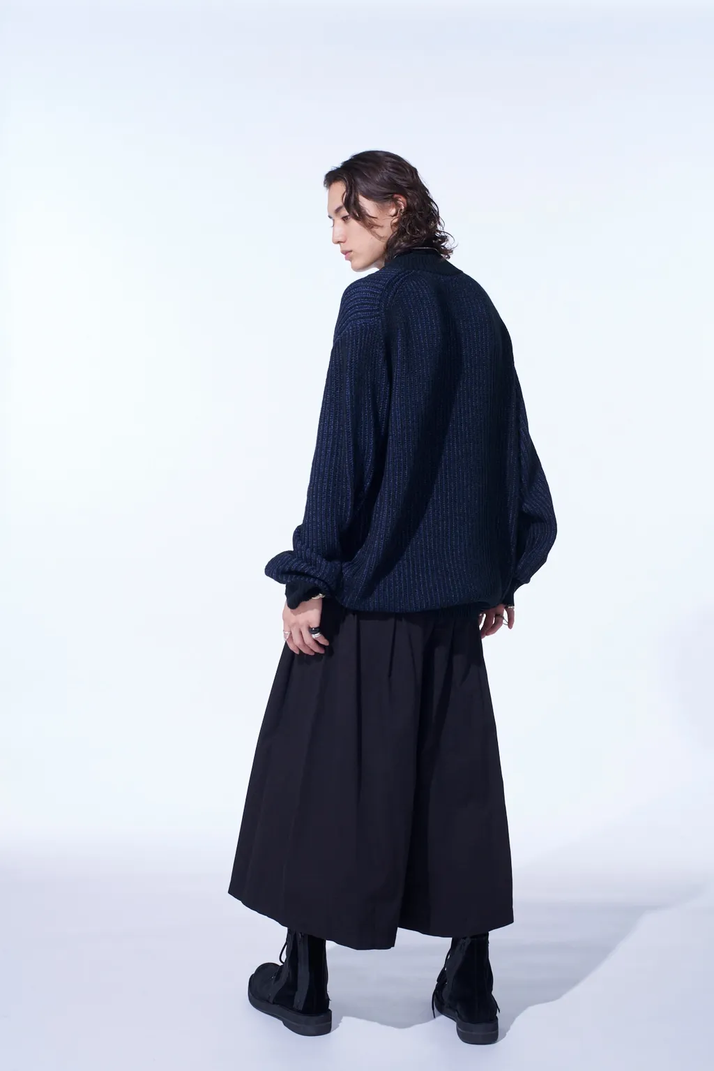 5G Bulky Wool Rib Stitch Oversized High Neck Knit