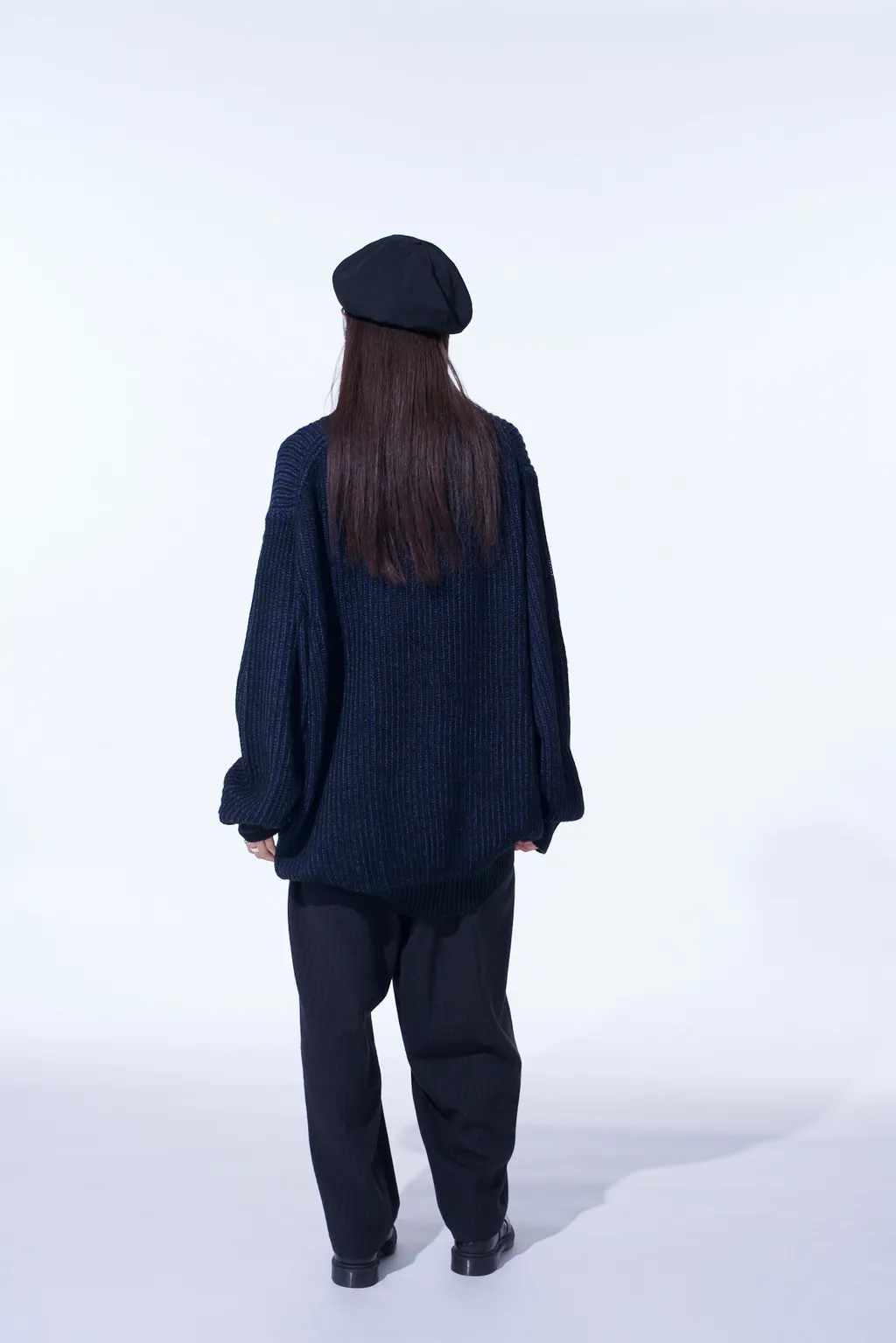 5G Bulky Wool Rib Stitch Oversized High Neck Knit