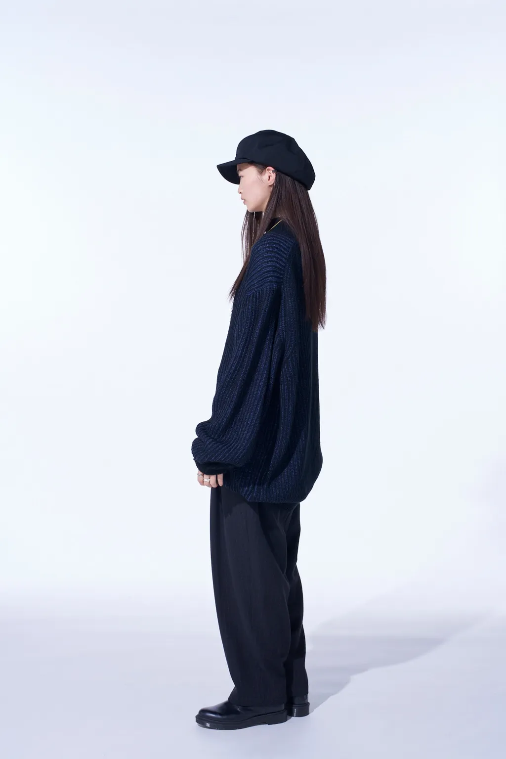 5G Bulky Wool Rib Stitch Oversized High Neck Knit