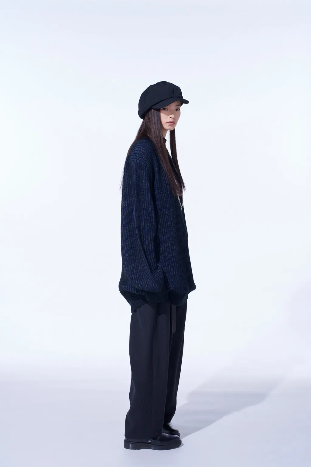 5G Bulky Wool Rib Stitch Oversized High Neck Knit