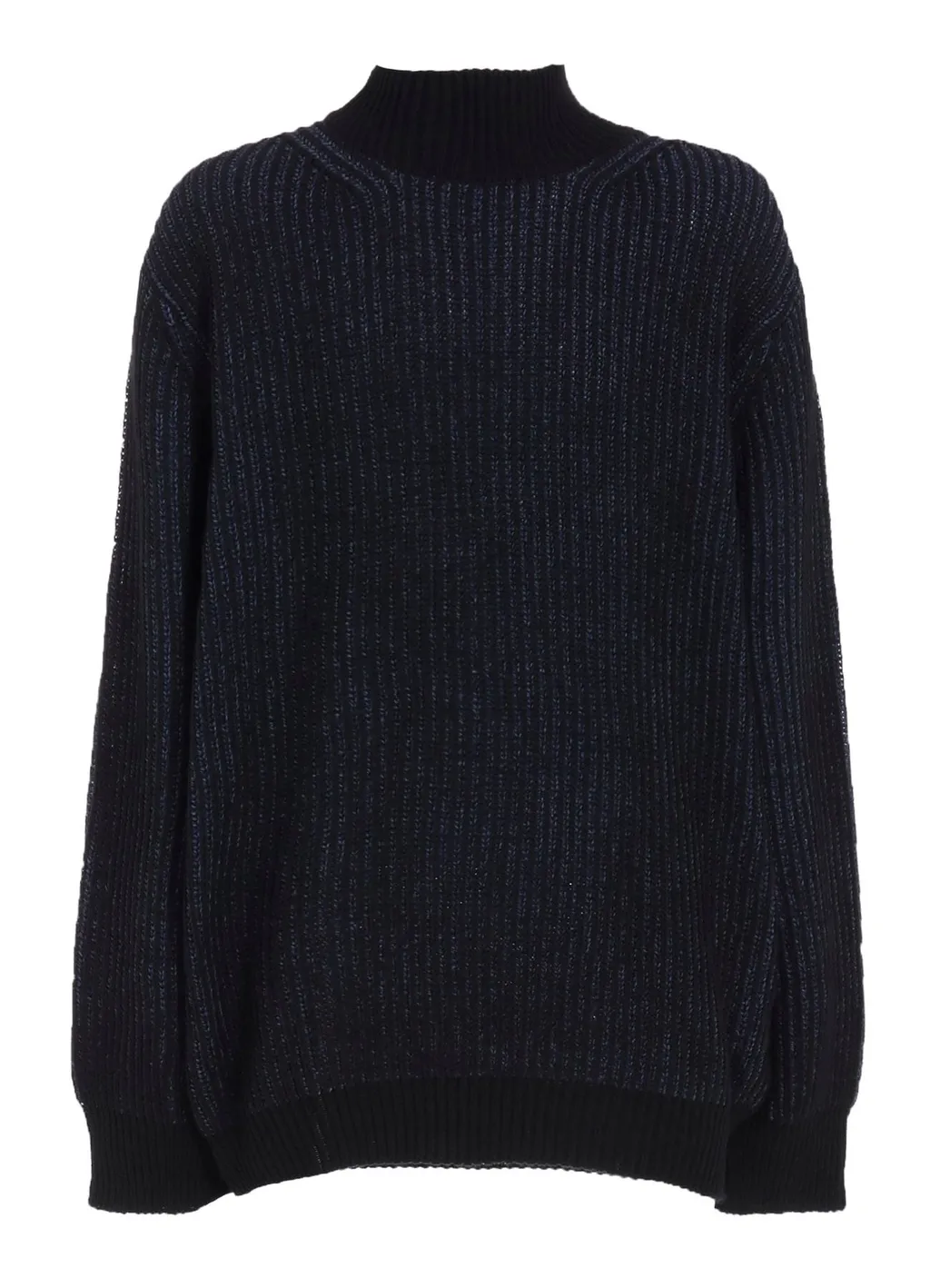 5G Bulky Wool Rib Stitch Oversized High Neck Knit