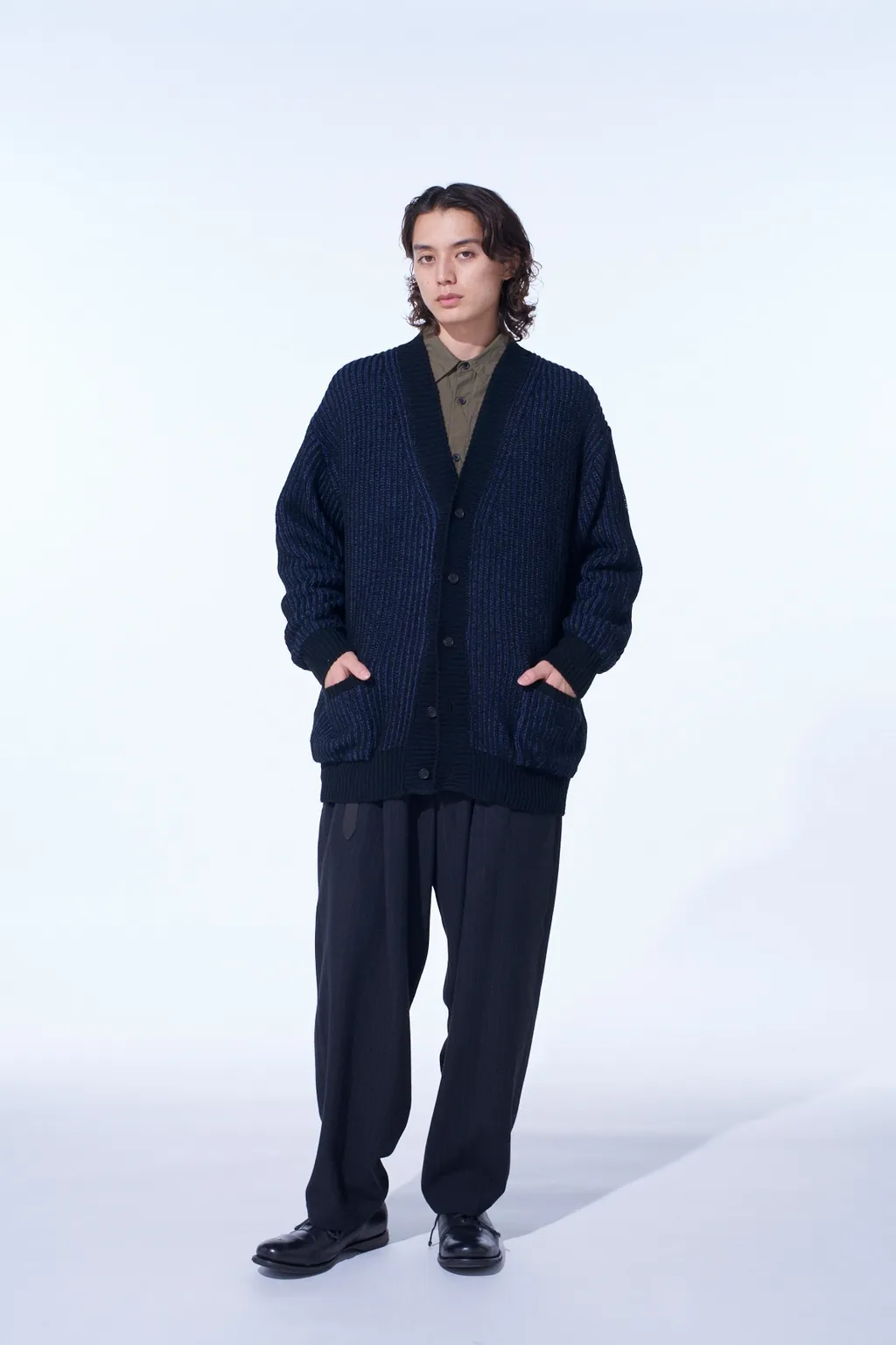 Striped Silk Angora Wool Tapered Pants