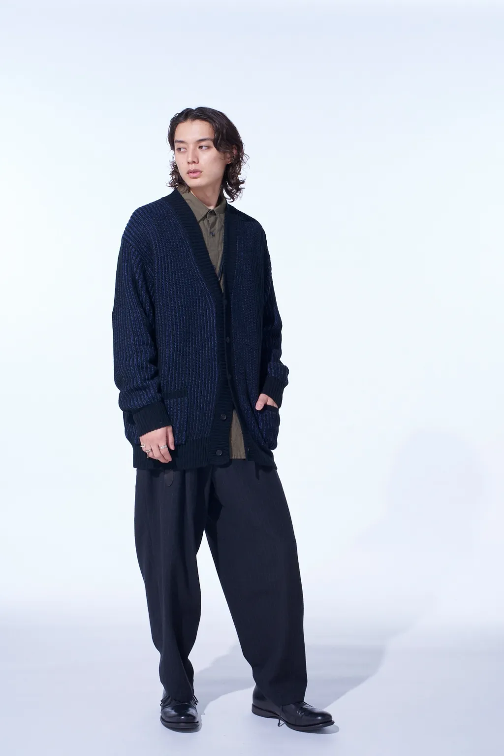 Striped Silk Angora Wool Tapered Pants