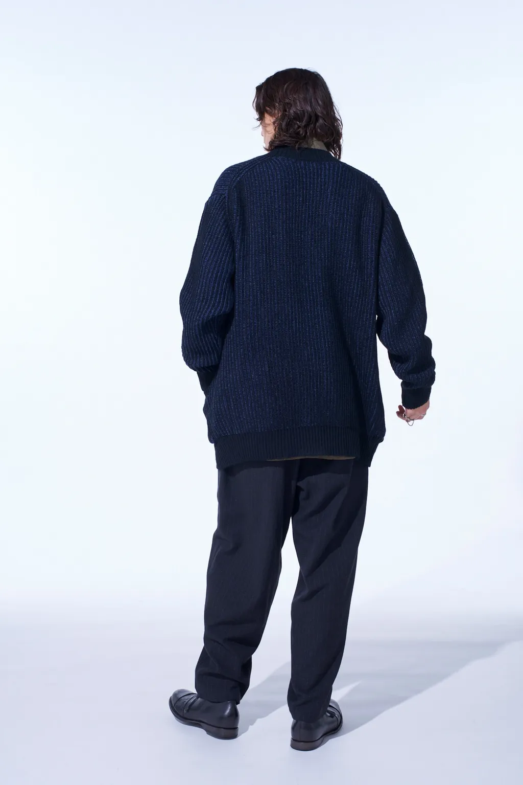 Striped Silk Angora Wool Tapered Pants