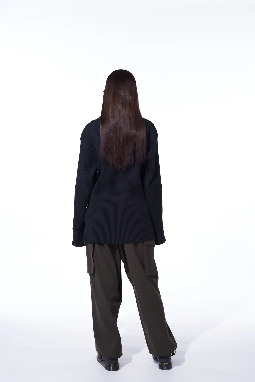 Striped Silk Angora Wool 2 Tuck Cargo Pants