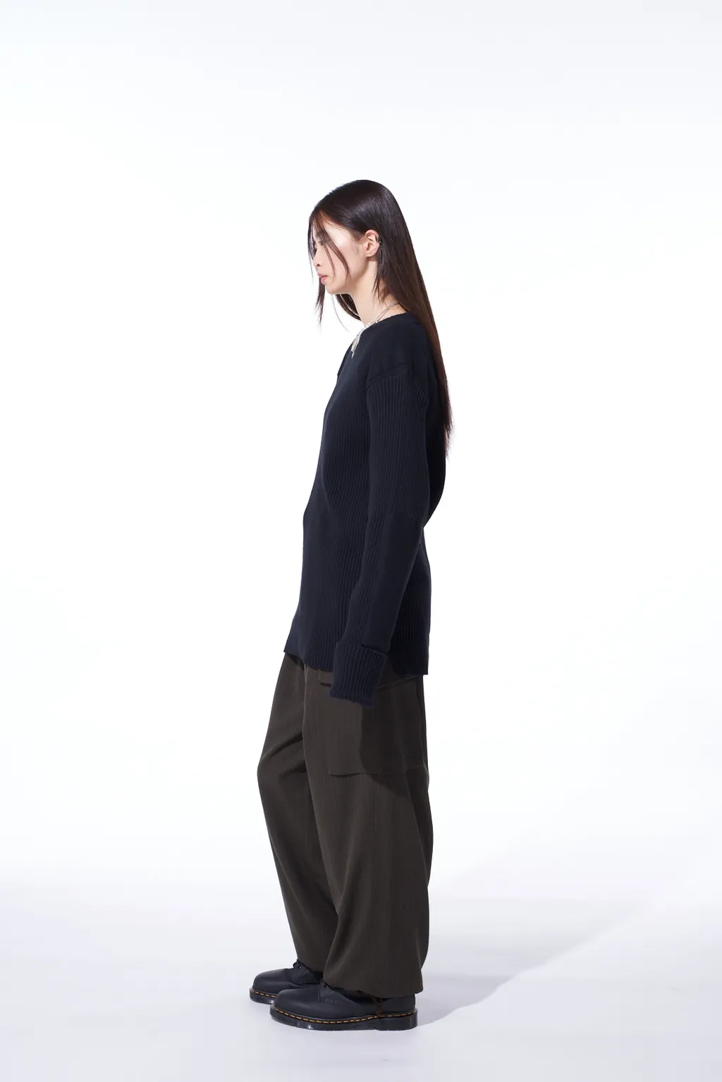 Striped Silk Angora Wool 2 Tuck Cargo Pants