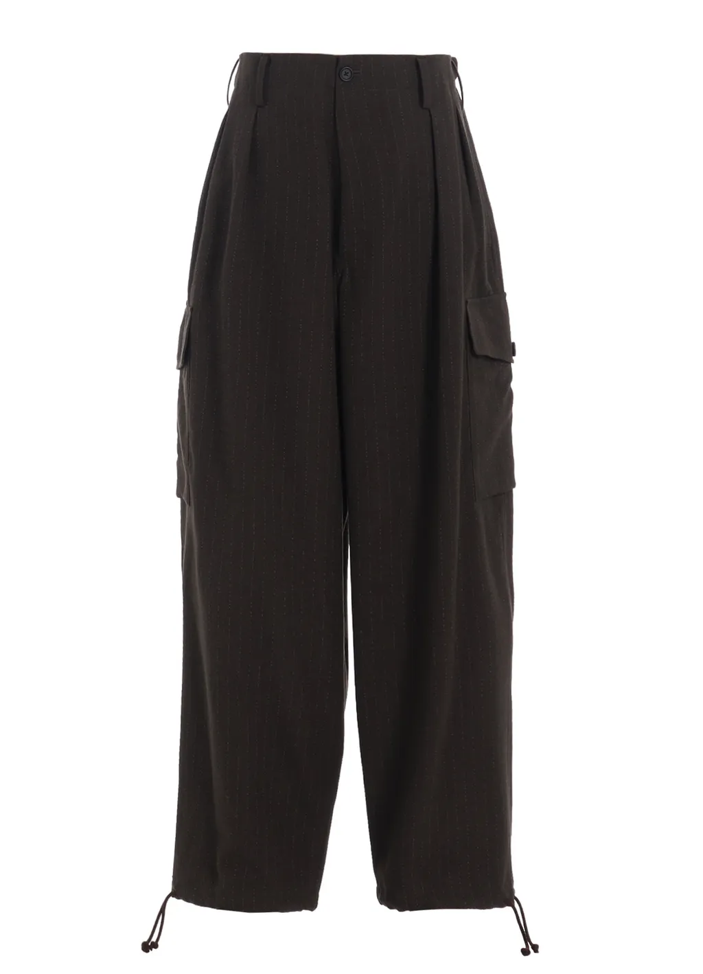 Striped Silk Angora Wool 2 Tuck Cargo Pants