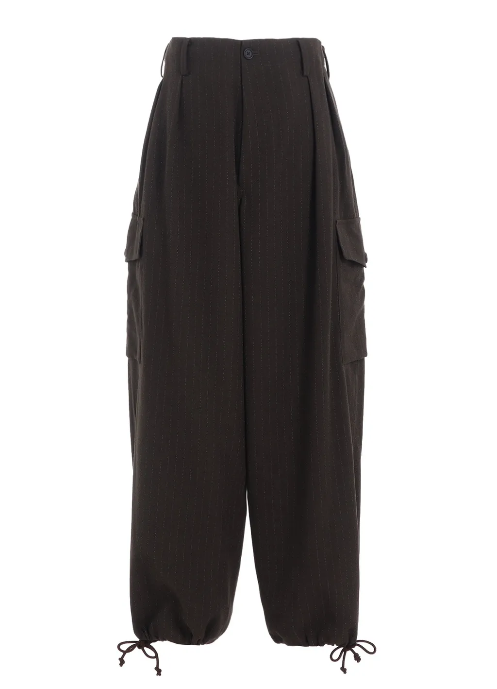 Striped Silk Angora Wool 2 Tuck Cargo Pants