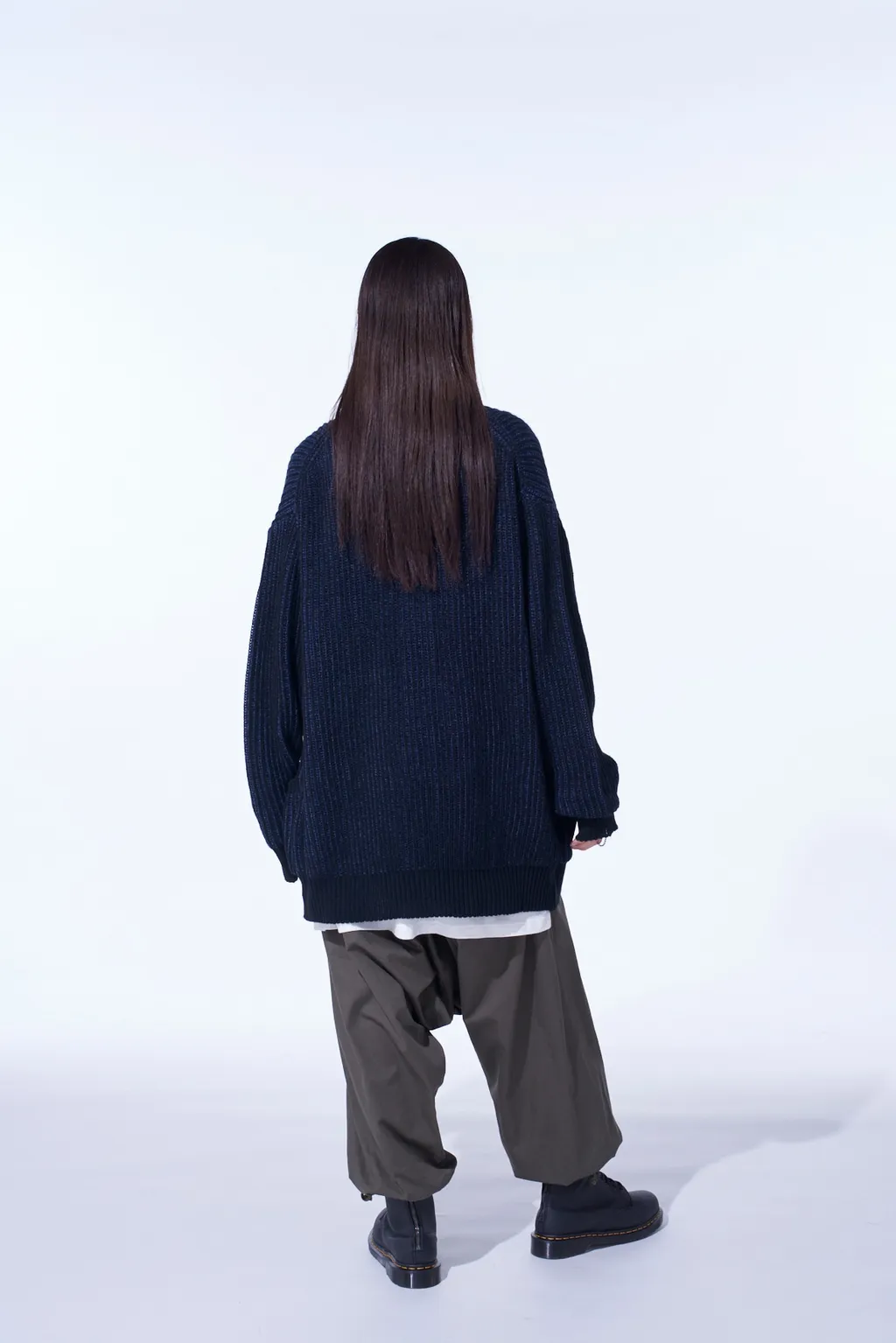 5G Bulky Wool Rib Stitch V-Neck Cardigan