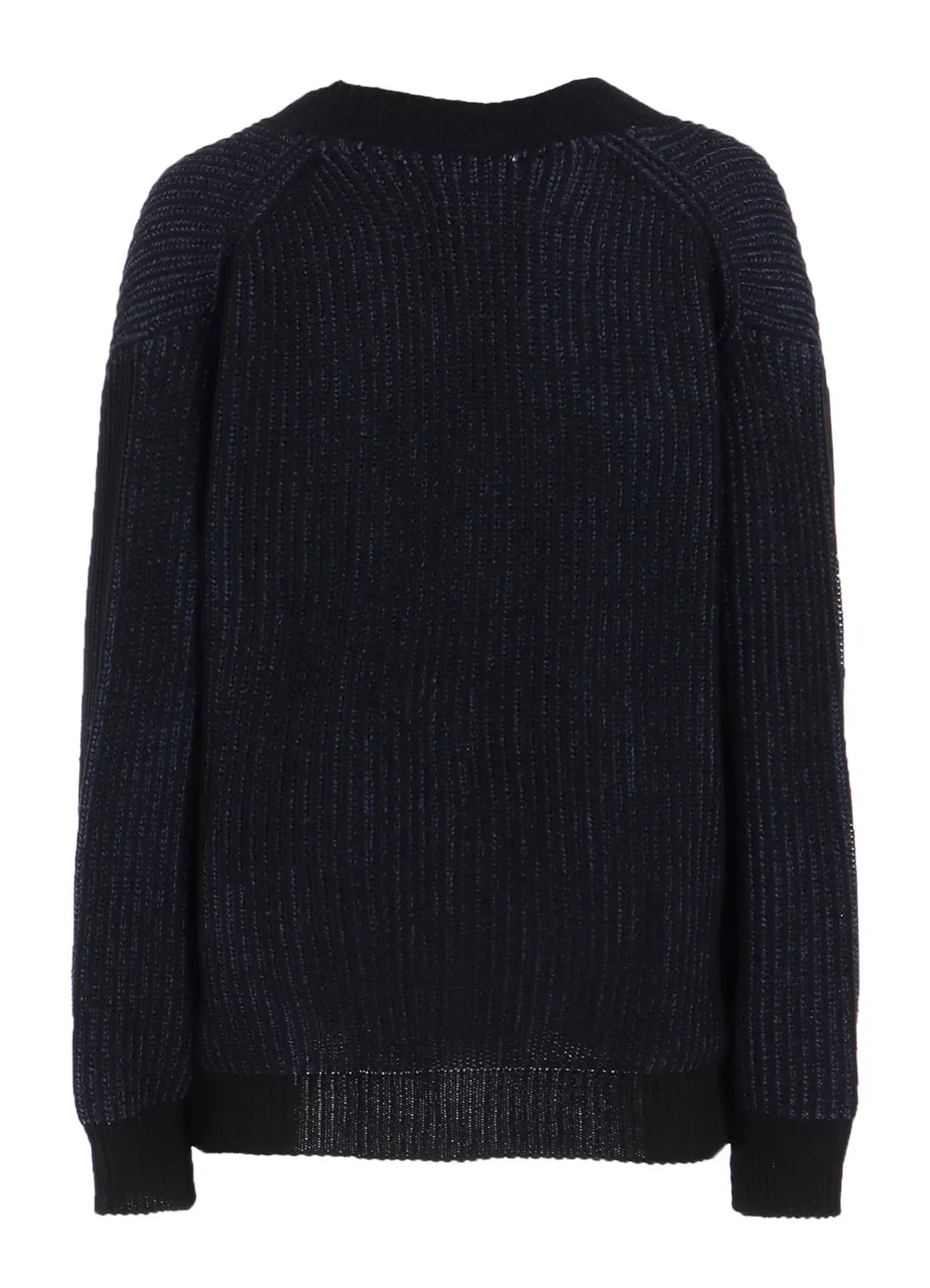5G Bulky Wool Rib Stitch V-Neck Cardigan