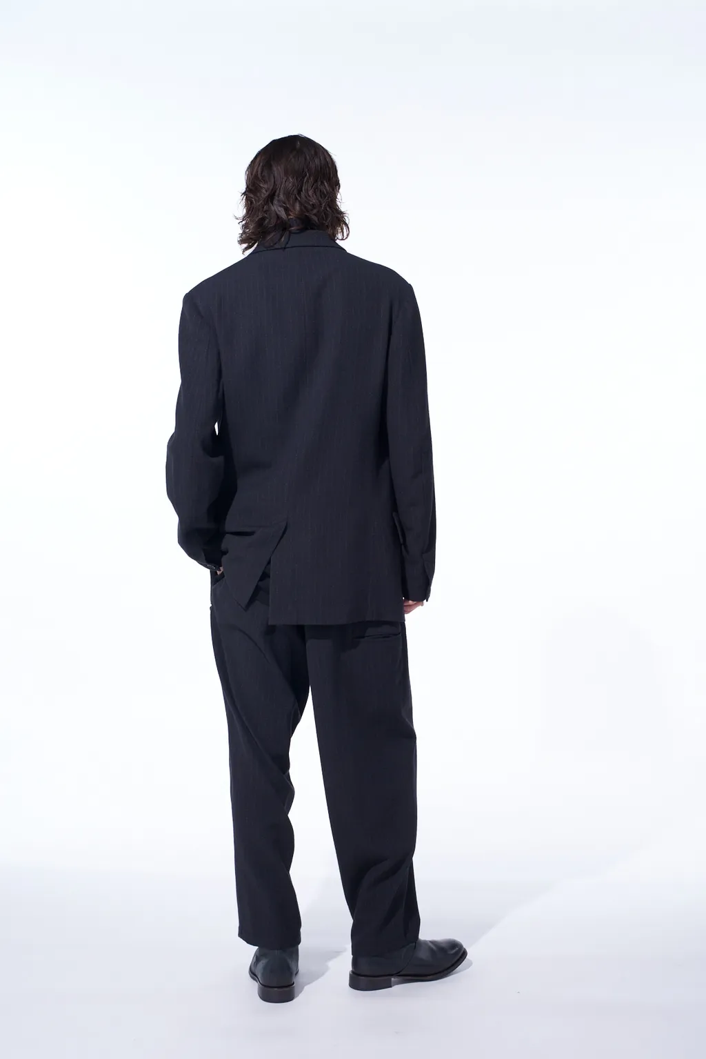 Striped Silk Angora Wool 6 Buttons Tailored Jacket