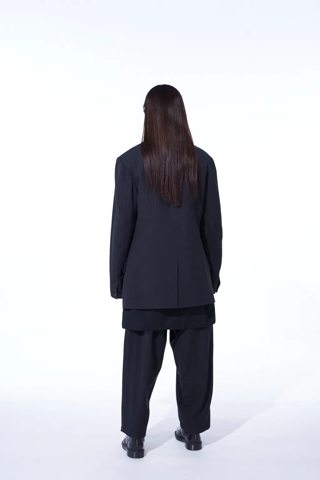 Striped Silk Angora Wool 6 Buttons Tailored Jacket